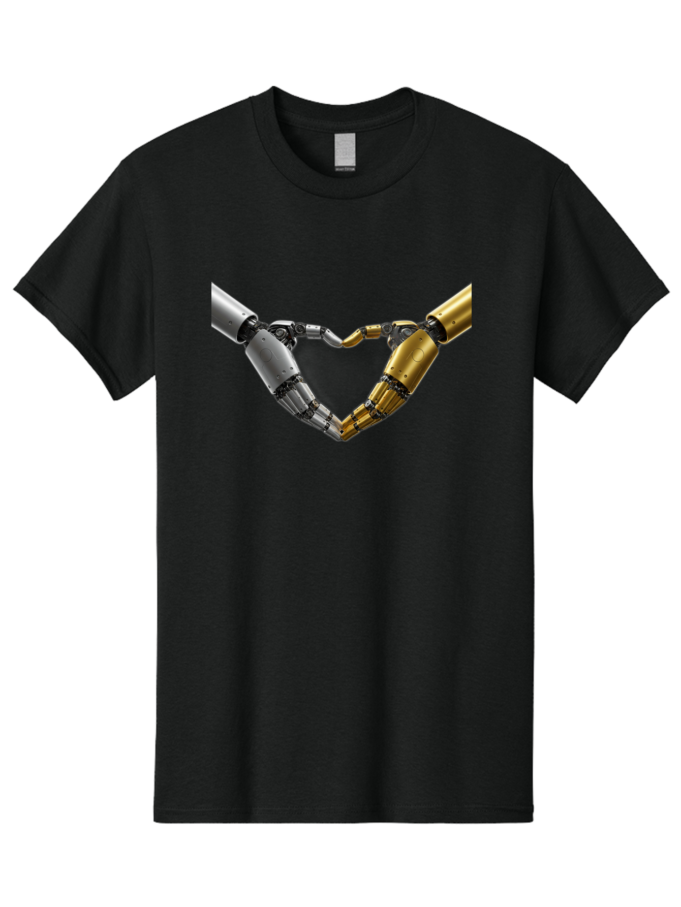 Robotic-Hands Men'S Graphic Tee, 100% Cotton, Comfortable Casual Summer Wear, Machine Washable, Robotic Arms, Mechanical Hands, Artificial Intelligence, Robotic Love, Futuristic Technology, Robotic Connection, Heart Shape Bae080 9