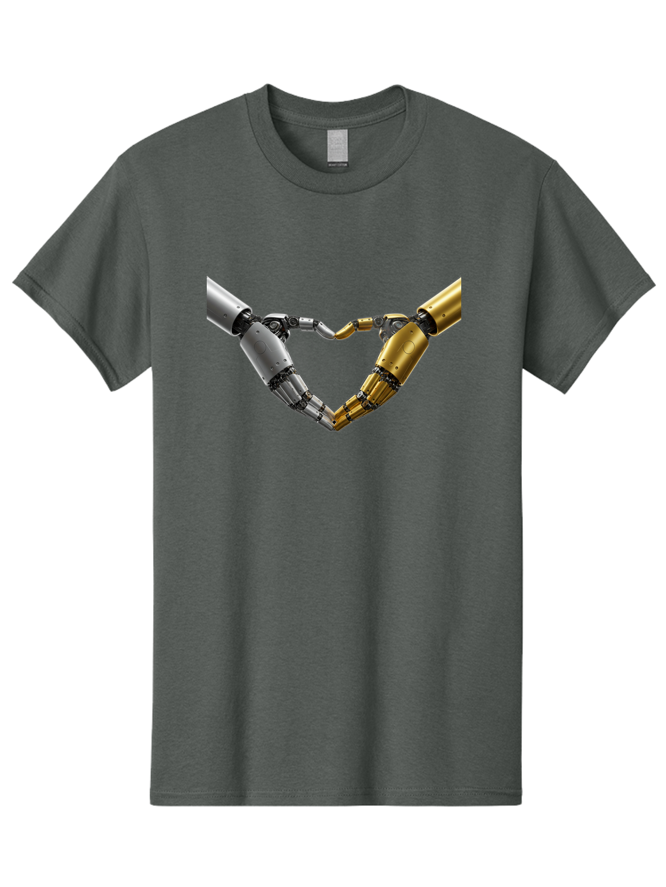 Robotic-Hands Men'S Graphic Tee, 100% Cotton, Comfortable Casual Summer Wear, Machine Washable, Robotic Arms, Mechanical Hands, Artificial Intelligence, Robotic Love, Futuristic Technology, Robotic Connection, Heart Shape Bae080 8