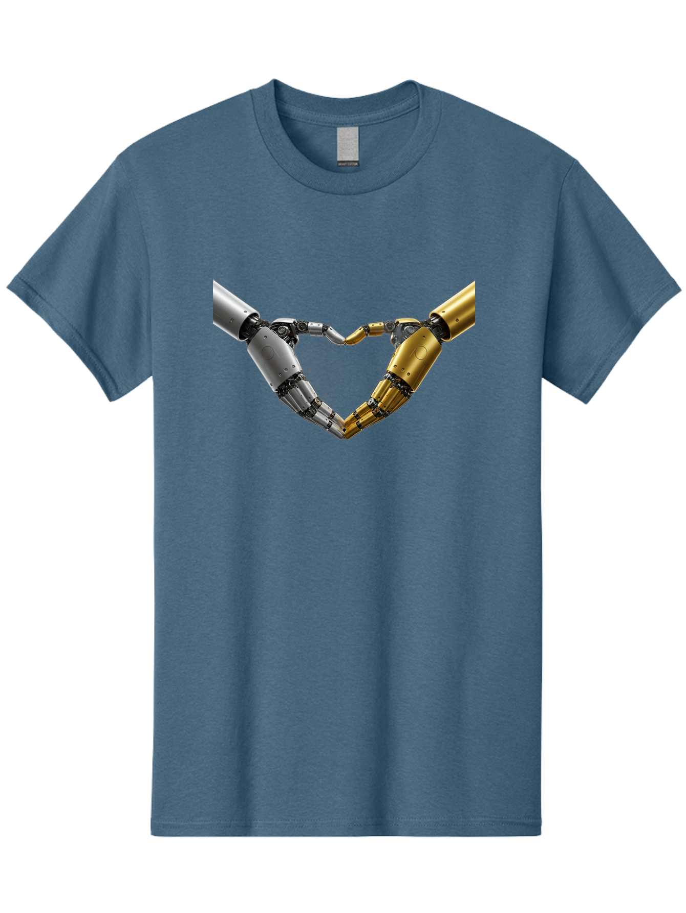 Robotic-Hands Men'S Graphic Tee, 100% Cotton, Comfortable Casual Summer Wear, Machine Washable, Robotic Arms, Mechanical Hands, Artificial Intelligence, Robotic Love, Futuristic Technology, Robotic Connection, Heart Shape Bae080 5