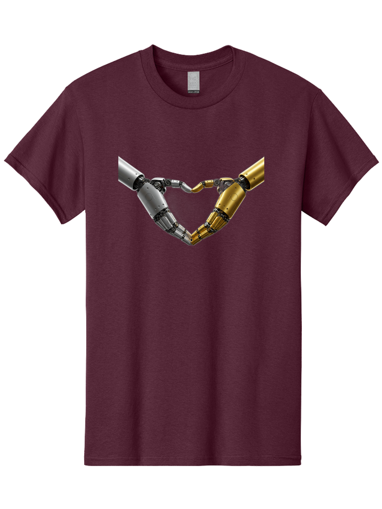 Robotic-Hands Men'S Graphic Tee, 100% Cotton, Comfortable Casual Summer Wear, Machine Washable, Robotic Arms, Mechanical Hands, Artificial Intelligence, Robotic Love, Futuristic Technology, Robotic Connection, Heart Shape Bae080 13