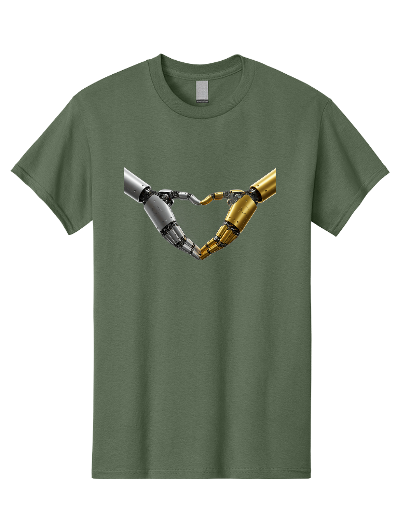Robotic-Hands Men'S Graphic Tee, 100% Cotton, Comfortable Casual Summer Wear, Machine Washable, Robotic Arms, Mechanical Hands, Artificial Intelligence, Robotic Love, Futuristic Technology, Robotic Connection, Heart Shape Bae080 3