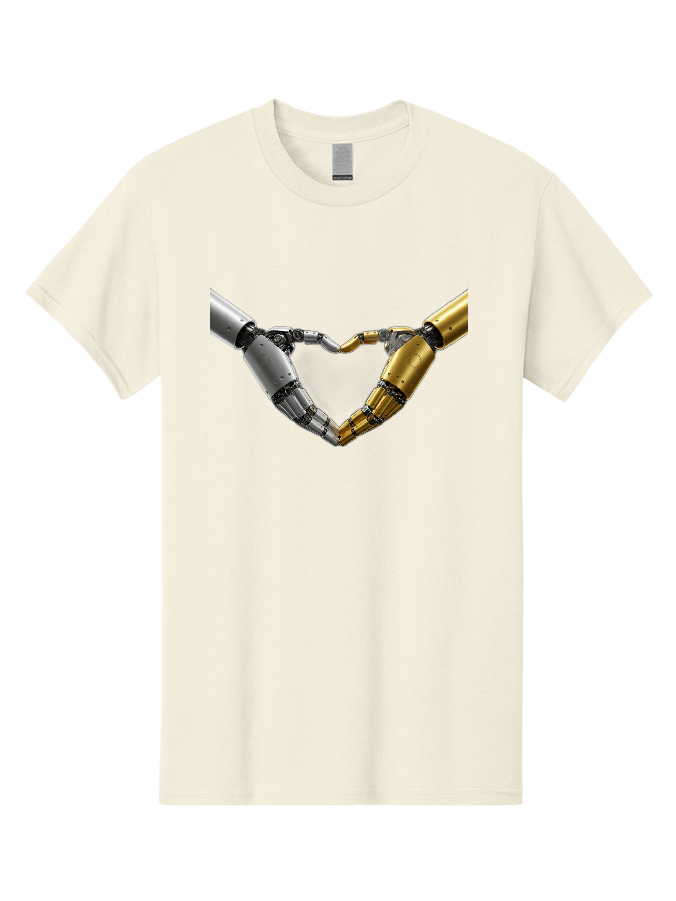 Robotic-Hands Men'S Graphic Tee, 100% Cotton, Comfortable Casual Summer Wear, Machine Washable, Robotic Arms, Mechanical Hands, Artificial Intelligence, Robotic Love, Futuristic Technology, Robotic Connection, Heart Shape Bae080 11