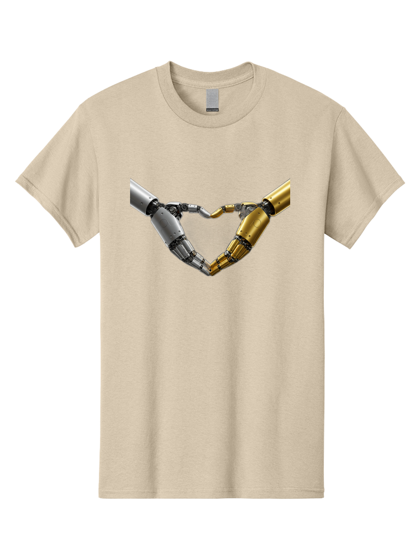 Robotic-Hands Men'S Graphic Tee, 100% Cotton, Comfortable Casual Summer Wear, Machine Washable, Robotic Arms, Mechanical Hands, Artificial Intelligence, Robotic Love, Futuristic Technology, Robotic Connection, Heart Shape Bae080 10