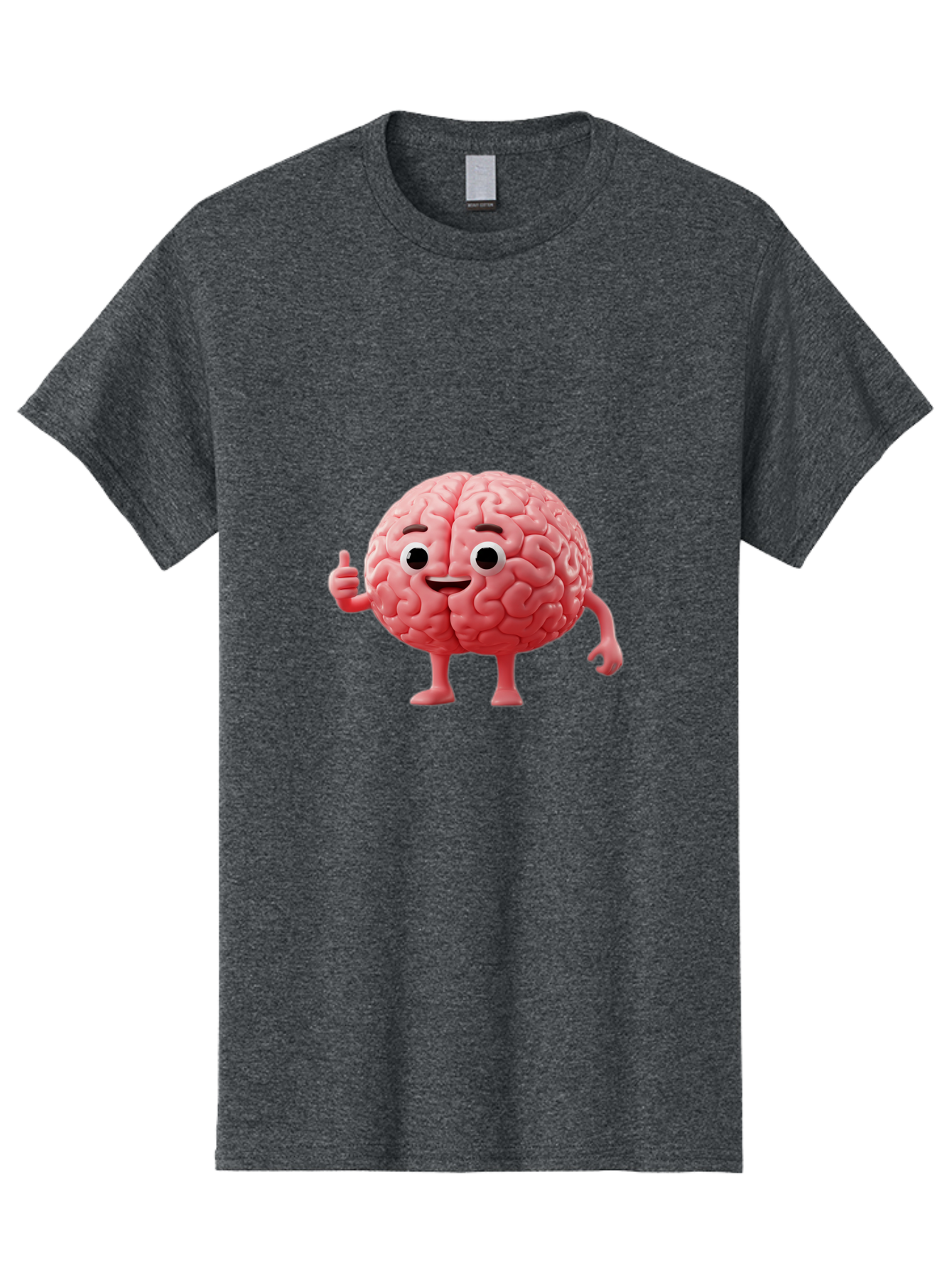 Smiling-Brain Men'S Graphic Tee, 100% Cotton, Comfortable Casual Summer Wear, Machine Washable, Cartoon Brain Character, Human Brain, Funny Illustration, Brain With Face, Thumbs Up Gesture, Smiling Brain, Cognitive Humor, Human Anatomy, Bae101 3