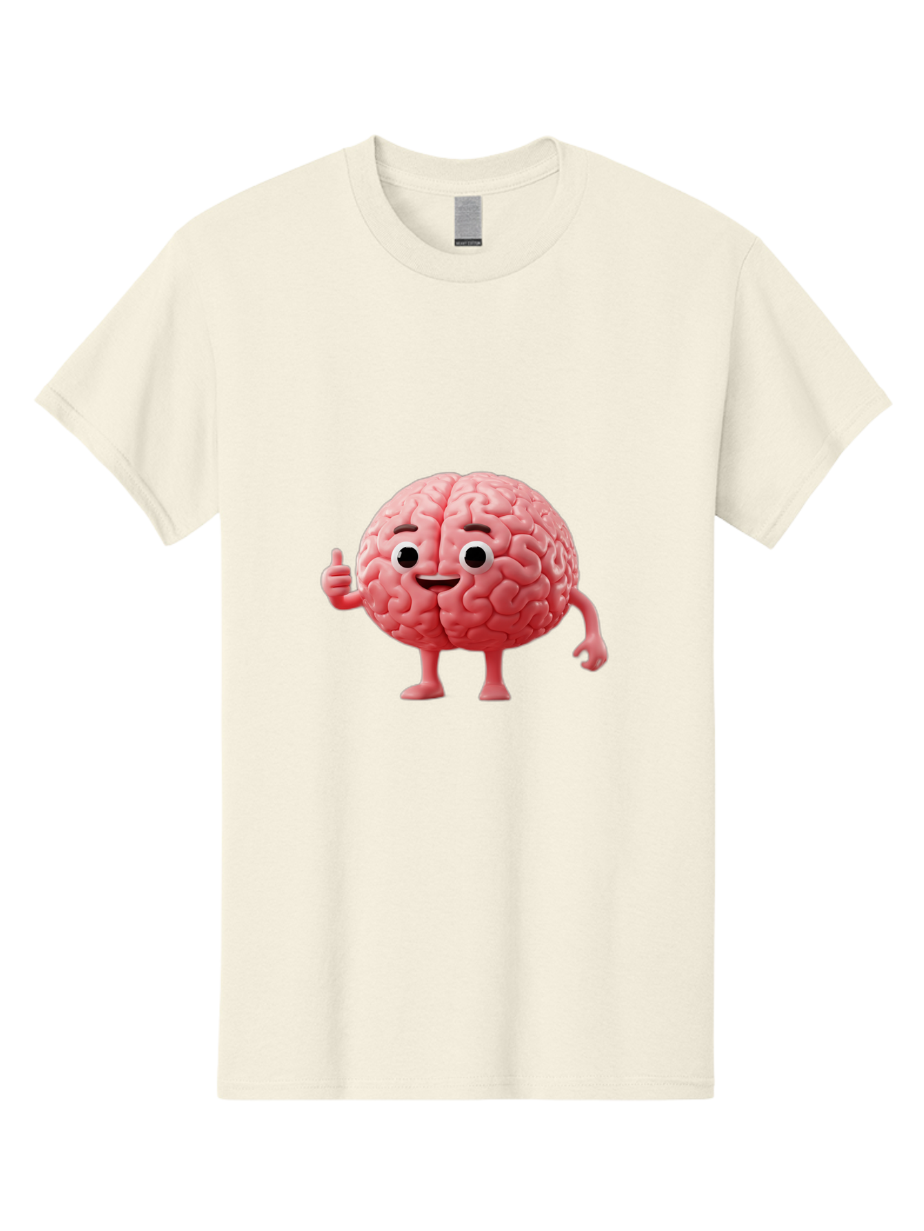 Smiling-Brain Men'S Graphic Tee, 100% Cotton, Comfortable Casual Summer Wear, Machine Washable, Cartoon Brain Character, Human Brain, Funny Illustration, Brain With Face, Thumbs Up Gesture, Smiling Brain, Cognitive Humor, Human Anatomy, Bae101 11