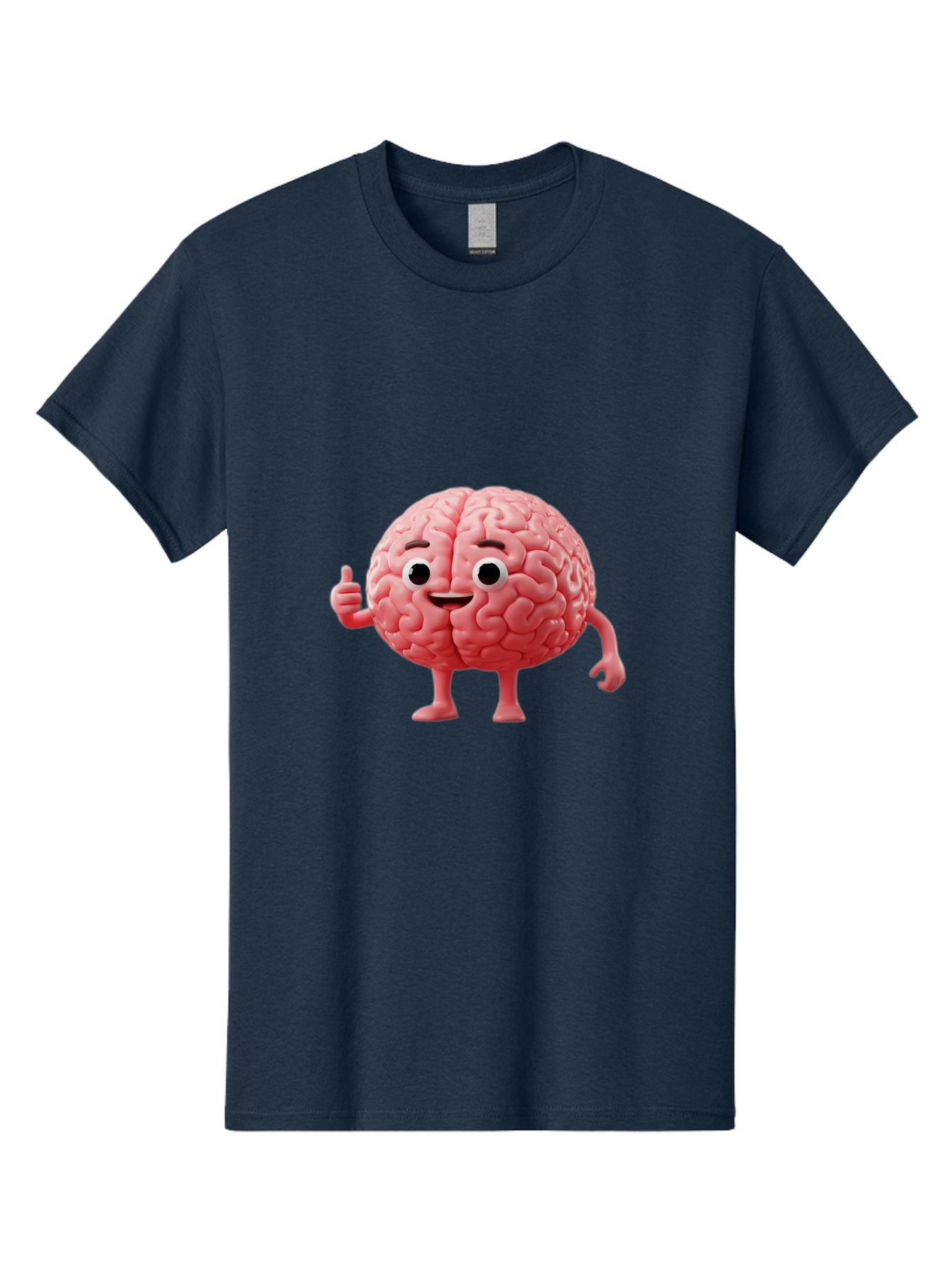 Smiling-Brain Men'S Graphic Tee, 100% Cotton, Comfortable Casual Summer Wear, Machine Washable, Cartoon Brain Character, Human Brain, Funny Illustration, Brain With Face, Thumbs Up Gesture, Smiling Brain, Cognitive Humor, Human Anatomy, Bae101 8