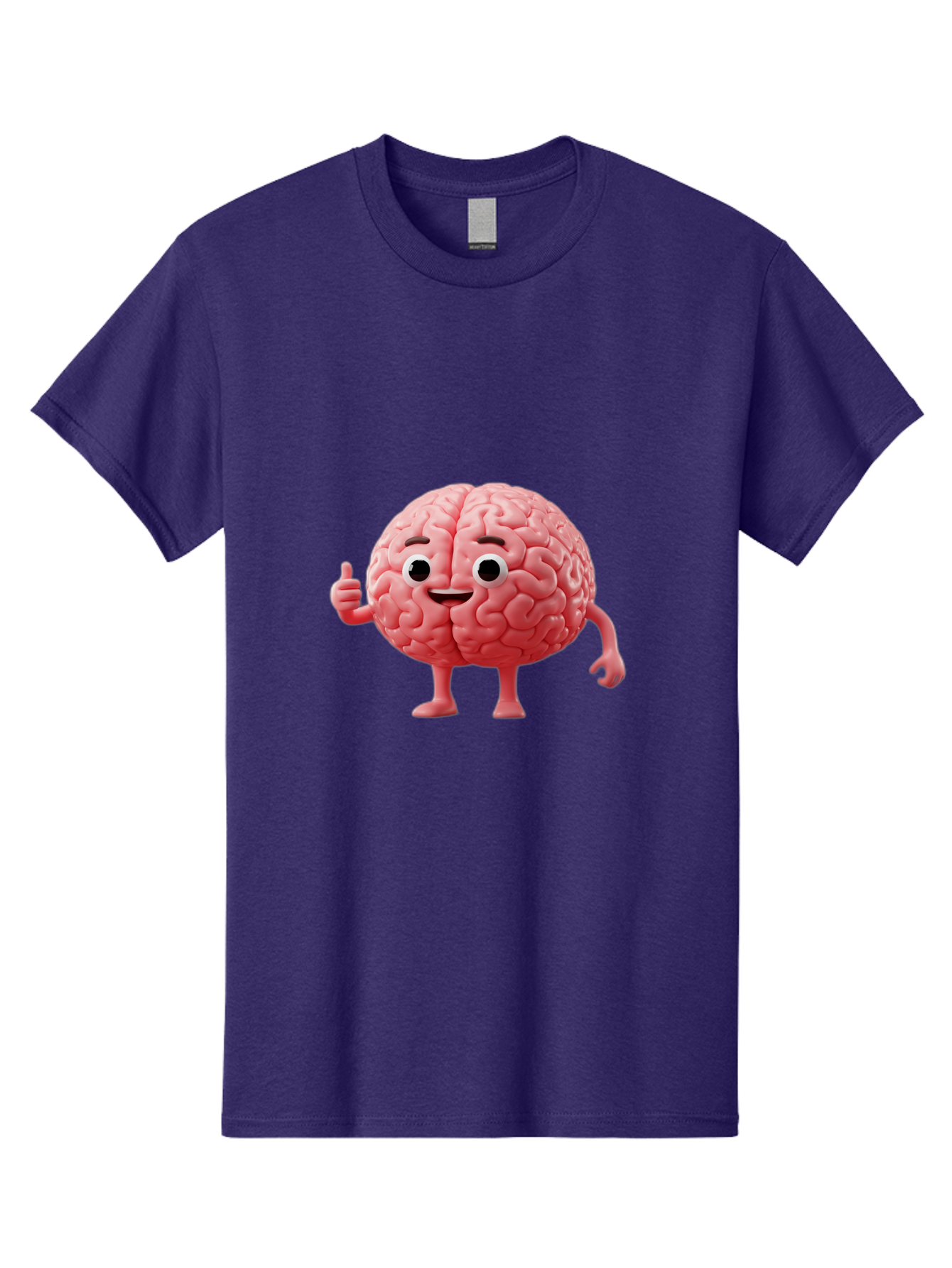 Smiling-Brain Men'S Graphic Tee, 100% Cotton, Comfortable Casual Summer Wear, Machine Washable, Cartoon Brain Character, Human Brain, Funny Illustration, Brain With Face, Thumbs Up Gesture, Smiling Brain, Cognitive Humor, Human Anatomy, Bae101 7