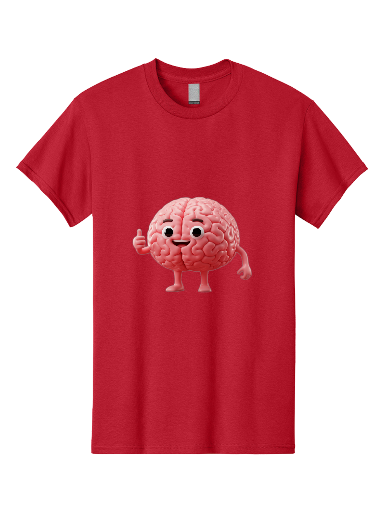 Smiling-Brain Men'S Graphic Tee, 100% Cotton, Comfortable Casual Summer Wear, Machine Washable, Cartoon Brain Character, Human Brain, Funny Illustration, Brain With Face, Thumbs Up Gesture, Smiling Brain, Cognitive Humor, Human Anatomy, Bae101 5