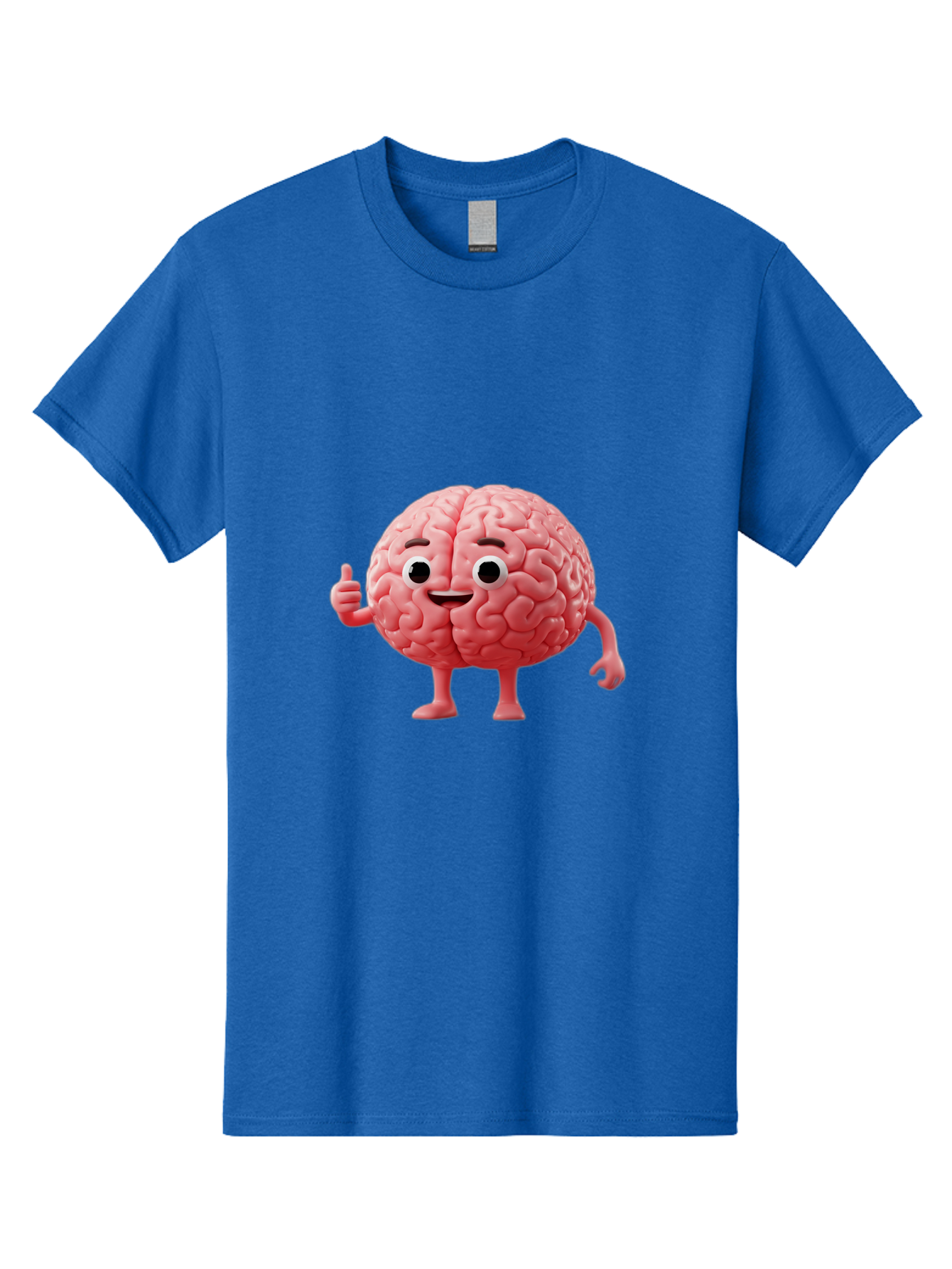 Smiling-Brain Men'S Graphic Tee, 100% Cotton, Comfortable Casual Summer Wear, Machine Washable, Cartoon Brain Character, Human Brain, Funny Illustration, Brain With Face, Thumbs Up Gesture, Smiling Brain, Cognitive Humor, Human Anatomy, Bae101 14