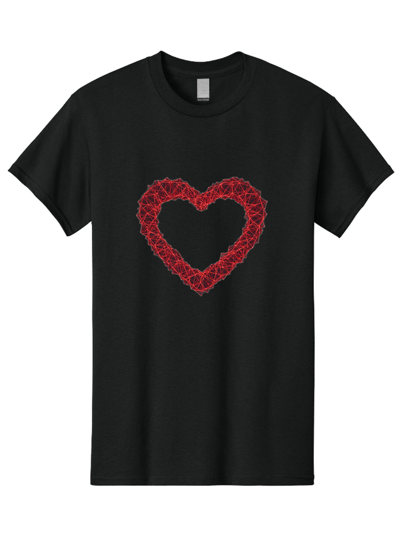 Wireframe-Heart Men'S Graphic Tee, 100% Cotton, Comfortable Casual Summer Wear, Machine Washable, Heart Shape, Red Geometric Pattern, Complex Network, Interconnected Lines, Symbolic Representation, Love, Valentines Day, Abstract Art, Bae109 1
