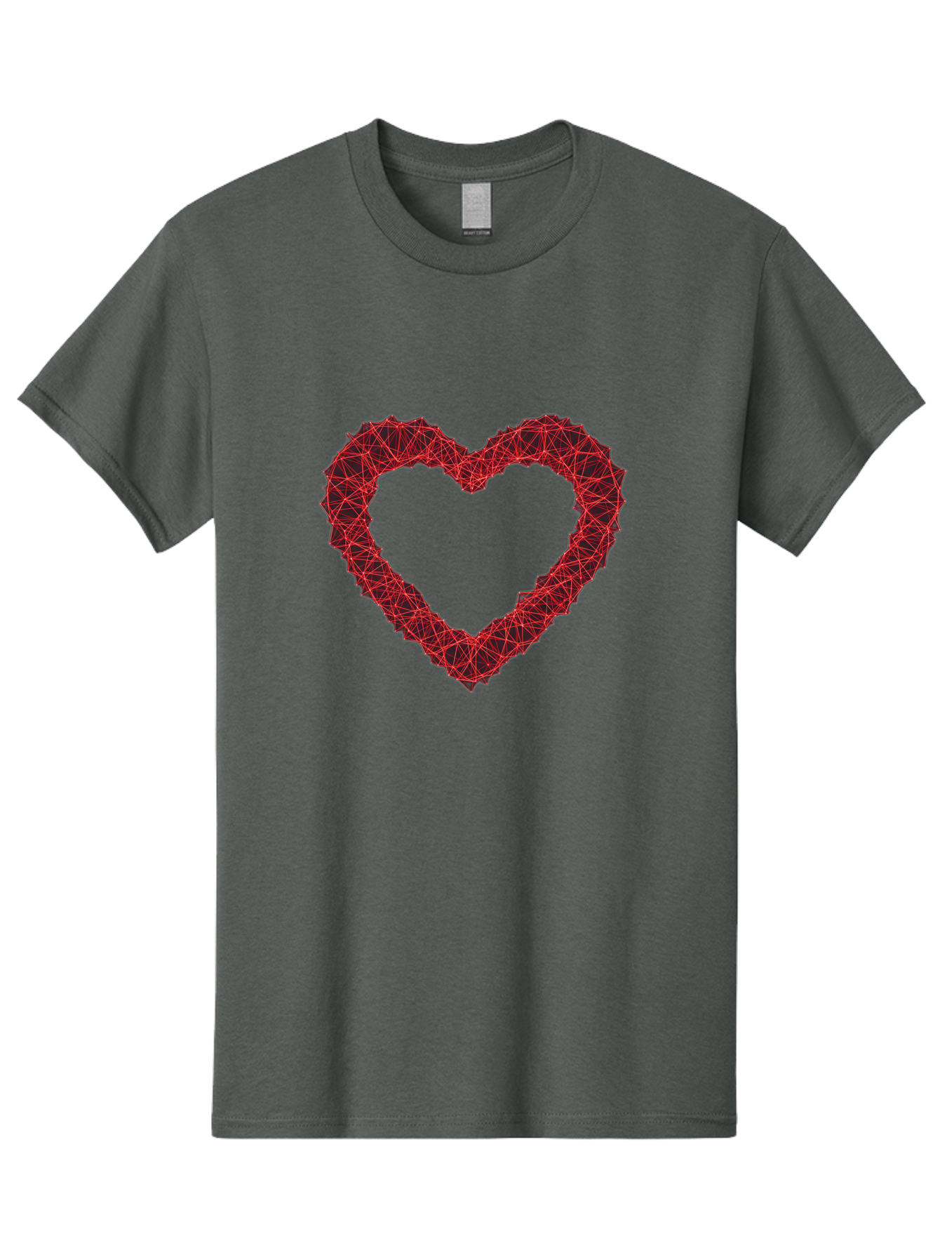 Wireframe-Heart Men'S Graphic Tee, 100% Cotton, Comfortable Casual Summer Wear, Machine Washable, Heart Shape, Red Geometric Pattern, Complex Network, Interconnected Lines, Symbolic Representation, Love, Valentines Day, Abstract Art, Bae109 12
