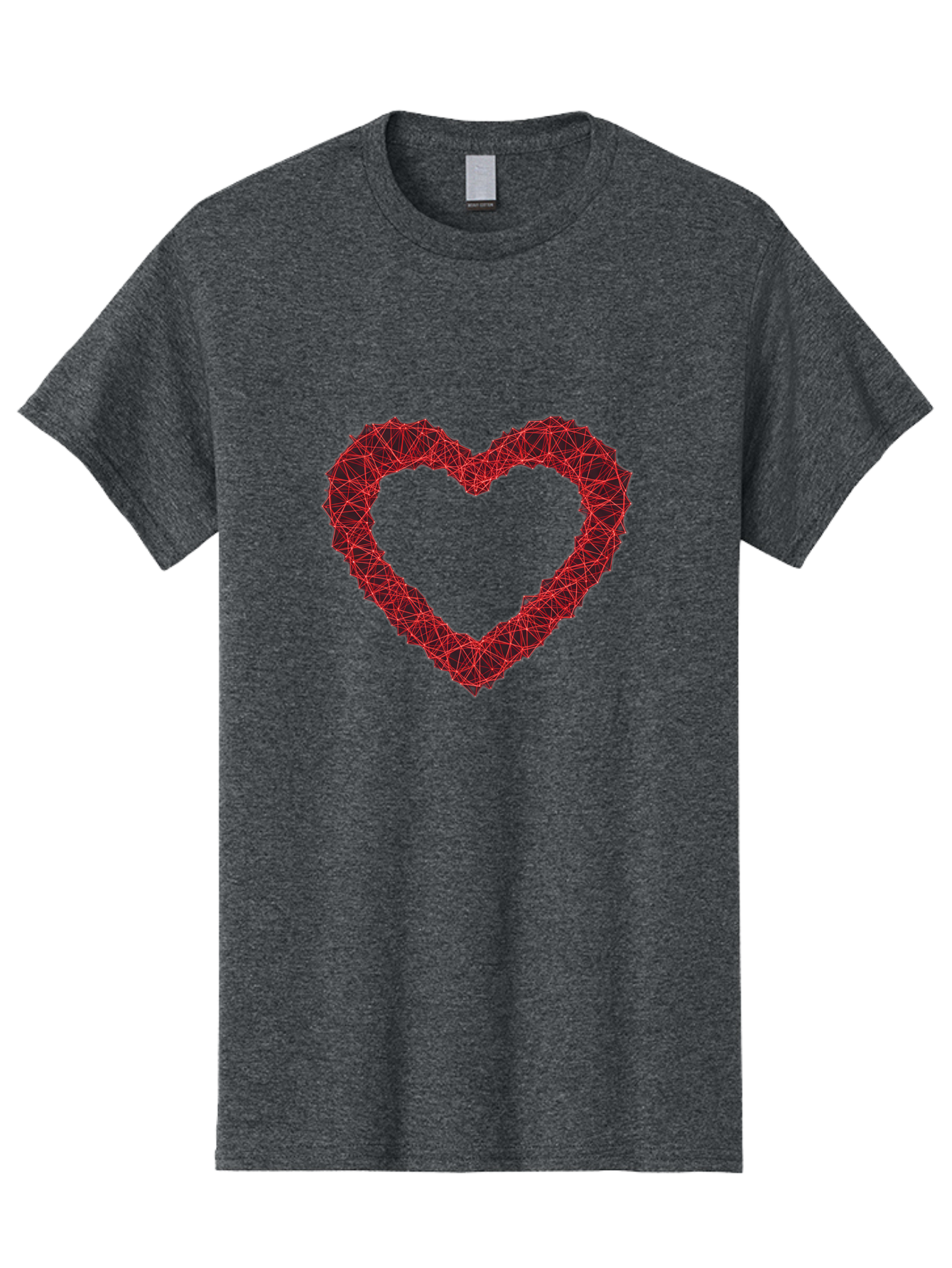 Wireframe-Heart Men'S Graphic Tee, 100% Cotton, Comfortable Casual Summer Wear, Machine Washable, Heart Shape, Red Geometric Pattern, Complex Network, Interconnected Lines, Symbolic Representation, Love, Valentines Day, Abstract Art, Bae109 8
