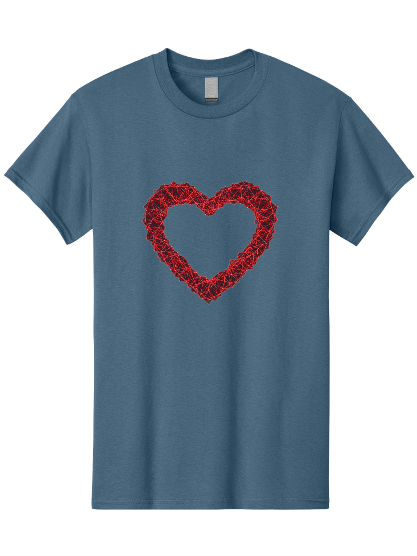 Wireframe-Heart Men'S Graphic Tee, 100% Cotton, Comfortable Casual Summer Wear, Machine Washable, Heart Shape, Red Geometric Pattern, Complex Network, Interconnected Lines, Symbolic Representation, Love, Valentines Day, Abstract Art, Bae109 9
