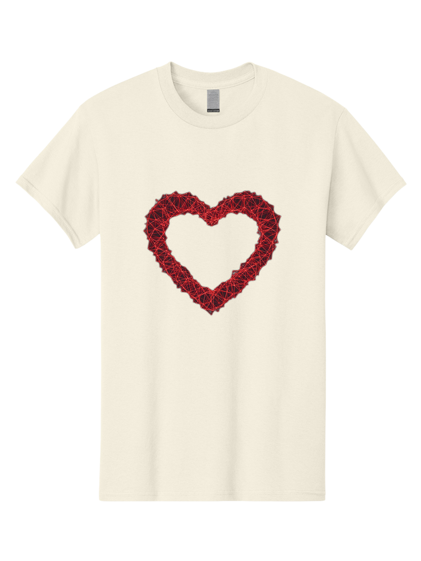 Wireframe-Heart Men'S Graphic Tee, 100% Cotton, Comfortable Casual Summer Wear, Machine Washable, Heart Shape, Red Geometric Pattern, Complex Network, Interconnected Lines, Symbolic Representation, Love, Valentines Day, Abstract Art, Bae109 7