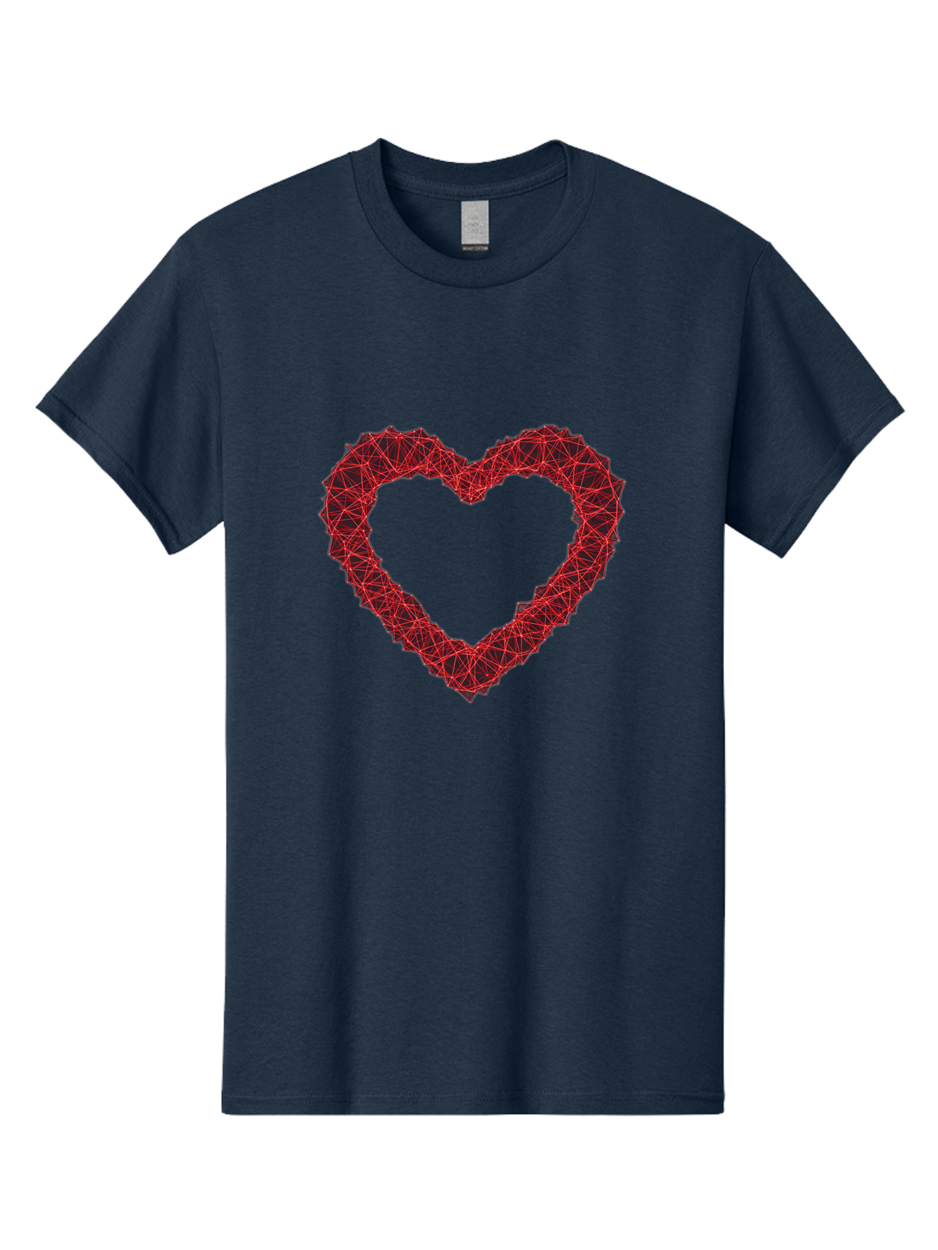Wireframe-Heart Men'S Graphic Tee, 100% Cotton, Comfortable Casual Summer Wear, Machine Washable, Heart Shape, Red Geometric Pattern, Complex Network, Interconnected Lines, Symbolic Representation, Love, Valentines Day, Abstract Art, Bae109 4