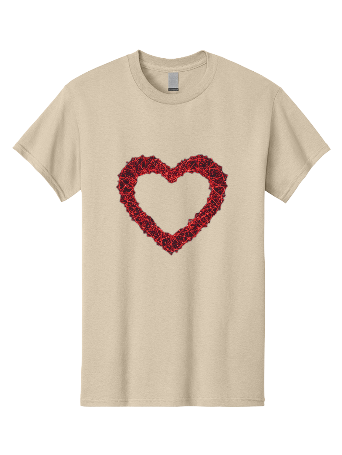 Wireframe-Heart Men'S Graphic Tee, 100% Cotton, Comfortable Casual Summer Wear, Machine Washable, Heart Shape, Red Geometric Pattern, Complex Network, Interconnected Lines, Symbolic Representation, Love, Valentines Day, Abstract Art, Bae109 6