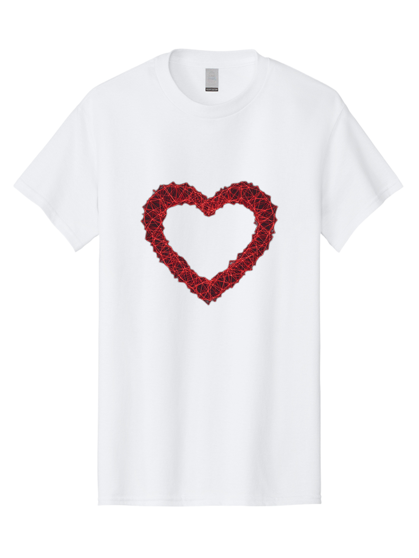 Wireframe-Heart Men'S Graphic Tee, 100% Cotton, Comfortable Casual Summer Wear, Machine Washable, Heart Shape, Red Geometric Pattern, Complex Network, Interconnected Lines, Symbolic Representation, Love, Valentines Day, Abstract Art, Bae109 10