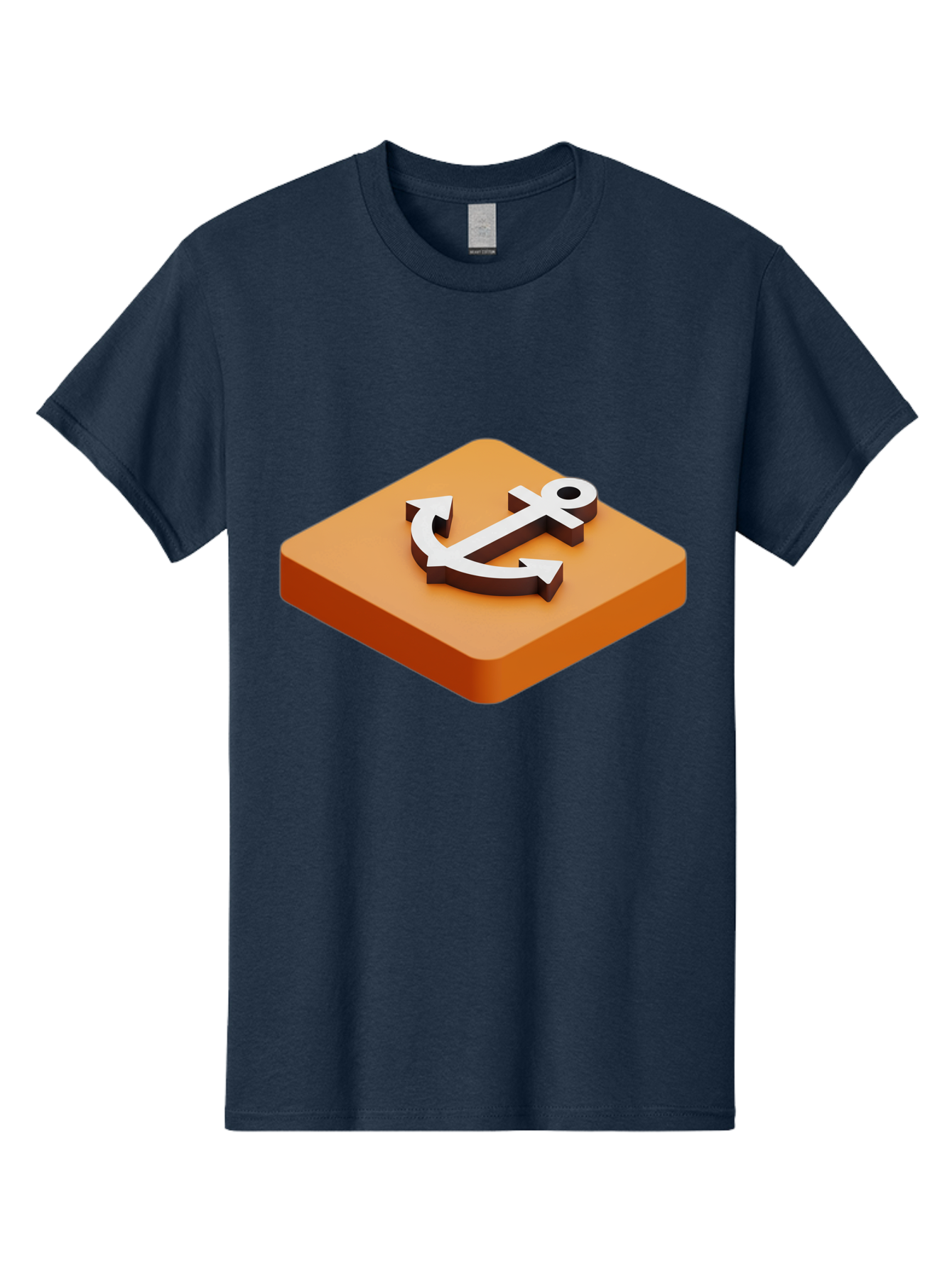 Anchor-1 Men'S Graphic Tee, 100% Cotton, Comfortable Casual Summer Wear, Machine Washable, 3D Anchor Icon, Orange Square Base, Nautical Symbol, Maritime Emblem, Stability And Strength, Modern Design, Digital Graphic Bae113 6