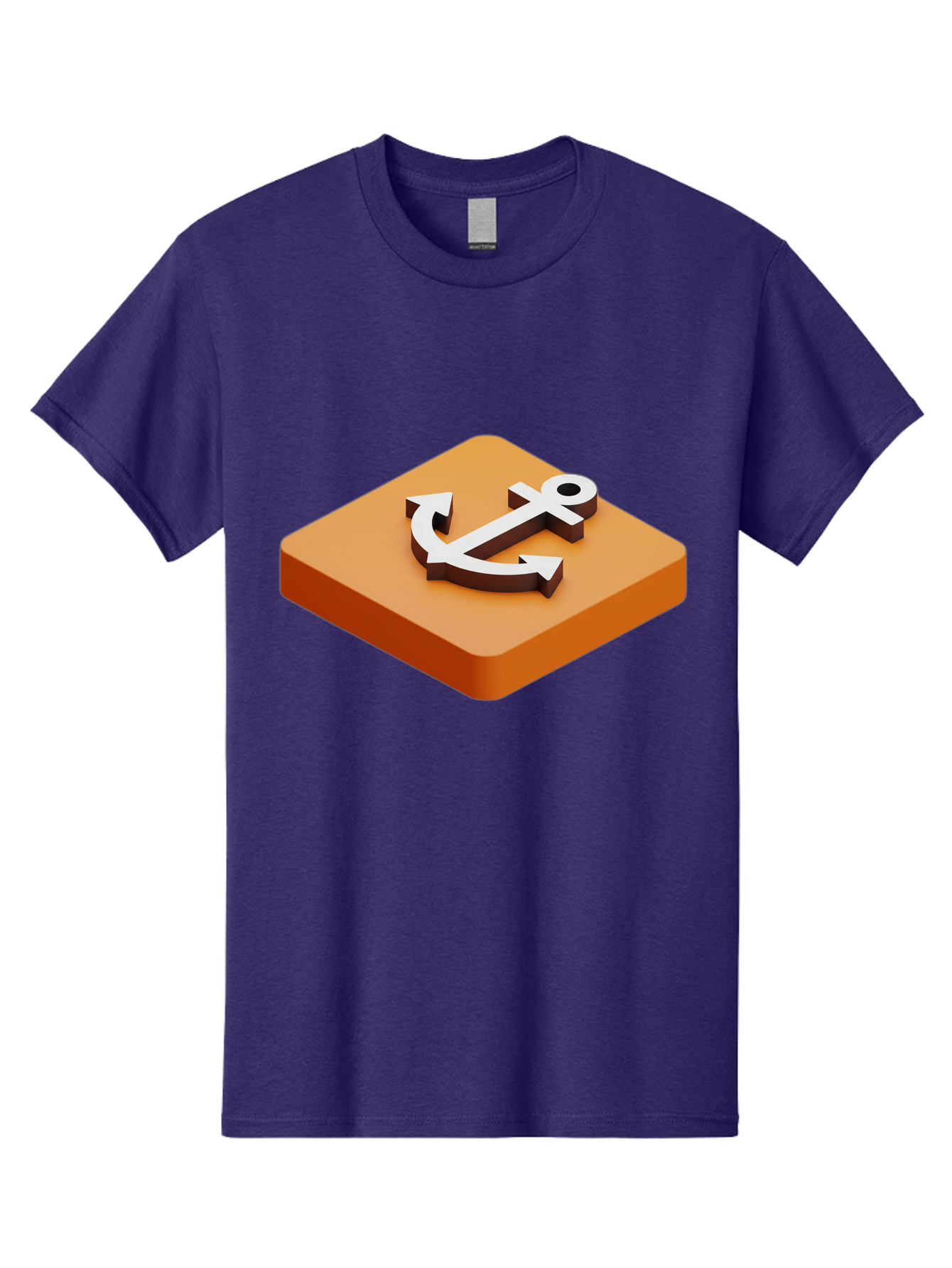 Anchor-1 Men'S Graphic Tee, 100% Cotton, Comfortable Casual Summer Wear, Machine Washable, 3D Anchor Icon, Orange Square Base, Nautical Symbol, Maritime Emblem, Stability And Strength, Modern Design, Digital Graphic Bae113 15