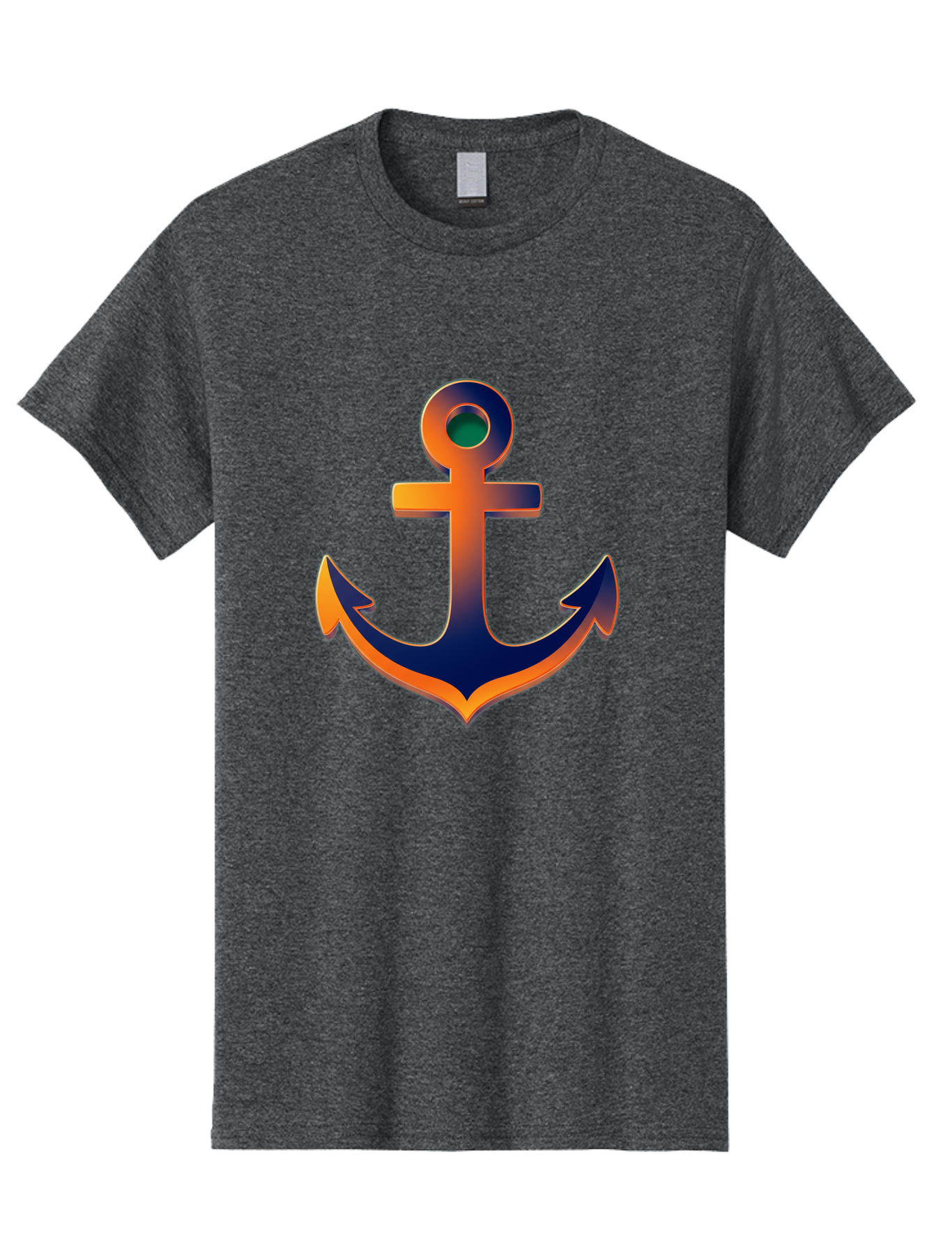 Anchor Men'S Graphic Tee, 100% Cotton, Comfortable Casual Summer Wear, Machine Washable, Anchor Symbol, Nautical Theme, Navy Blue And Orange Gradient, 3D Effect, Maritime Icon, Bold Design, Gradient Colors, Anchor Illustration Bae114 7