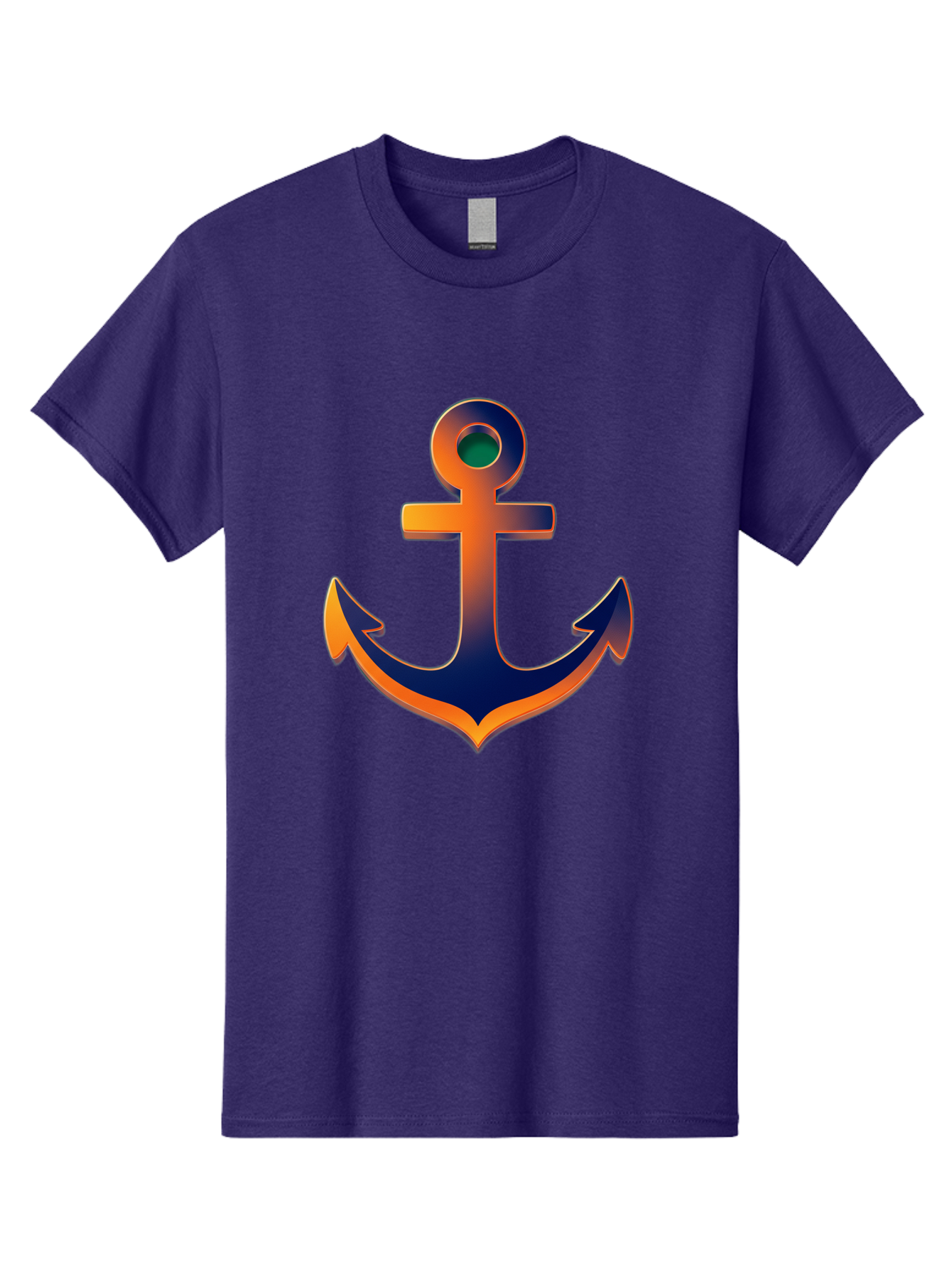 Anchor Men'S Graphic Tee, 100% Cotton, Comfortable Casual Summer Wear, Machine Washable, Anchor Symbol, Nautical Theme, Navy Blue And Orange Gradient, 3D Effect, Maritime Icon, Bold Design, Gradient Colors, Anchor Illustration Bae114 8