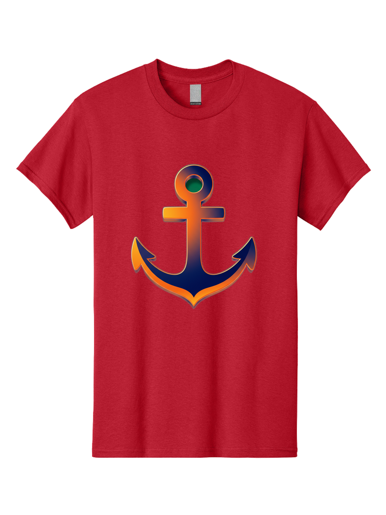Anchor Men'S Graphic Tee, 100% Cotton, Comfortable Casual Summer Wear, Machine Washable, Anchor Symbol, Nautical Theme, Navy Blue And Orange Gradient, 3D Effect, Maritime Icon, Bold Design, Gradient Colors, Anchor Illustration Bae114 6
