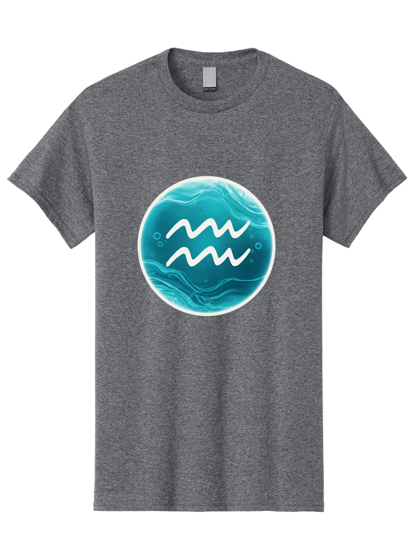 Aquarius Men'S Graphic Tee, 100% Cotton, Comfortable Casual Summer Wear, Machine Washable, Zodiac Symbol, Water Bearer Sign, Astrology Symbol, Aquarius Symbol, White Waves, Blue Circle, Mystical Design, Esoteric Art Bae115 10