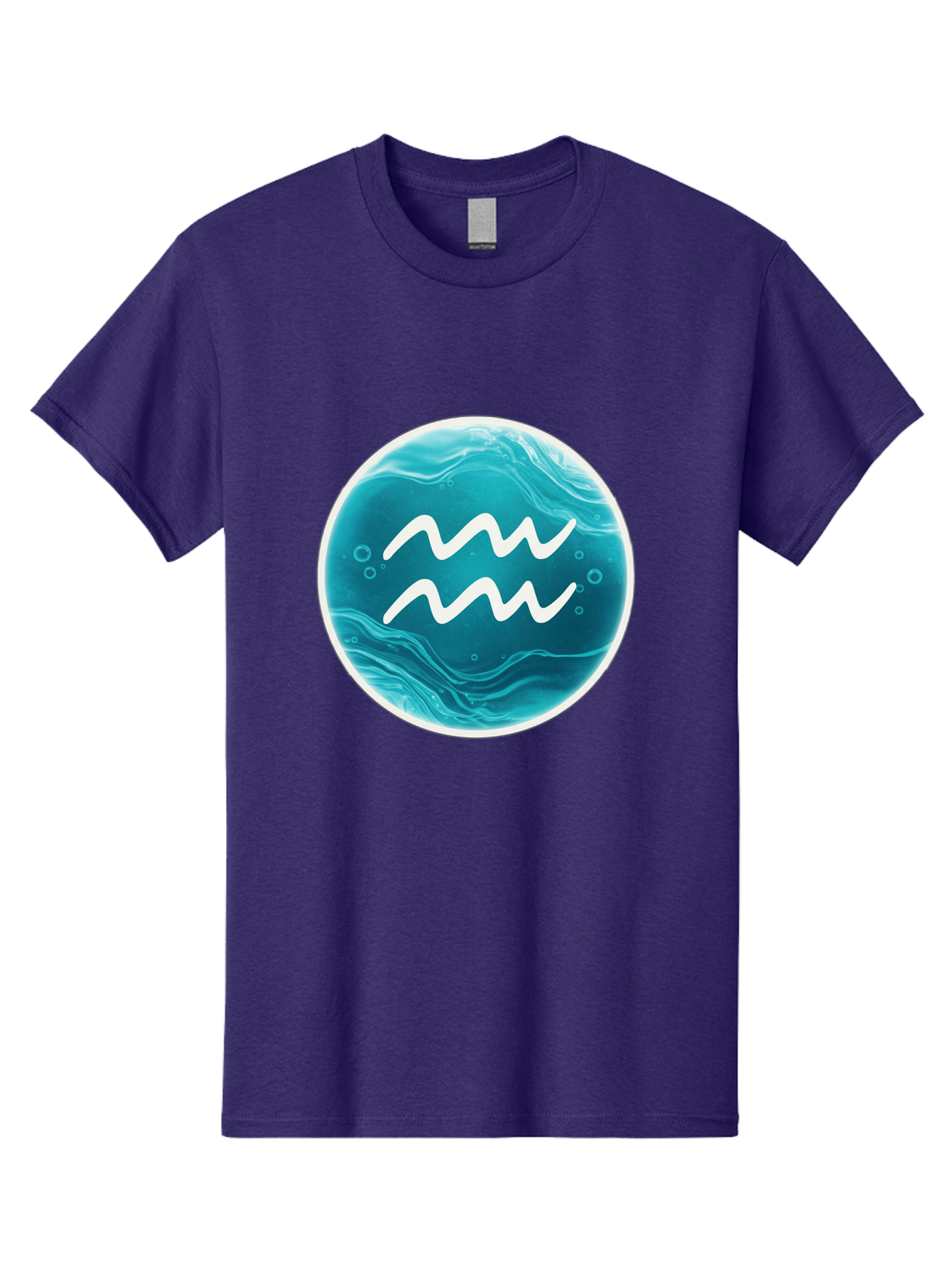 Aquarius Men'S Graphic Tee, 100% Cotton, Comfortable Casual Summer Wear, Machine Washable, Zodiac Symbol, Water Bearer Sign, Astrology Symbol, Aquarius Symbol, White Waves, Blue Circle, Mystical Design, Esoteric Art Bae115 12