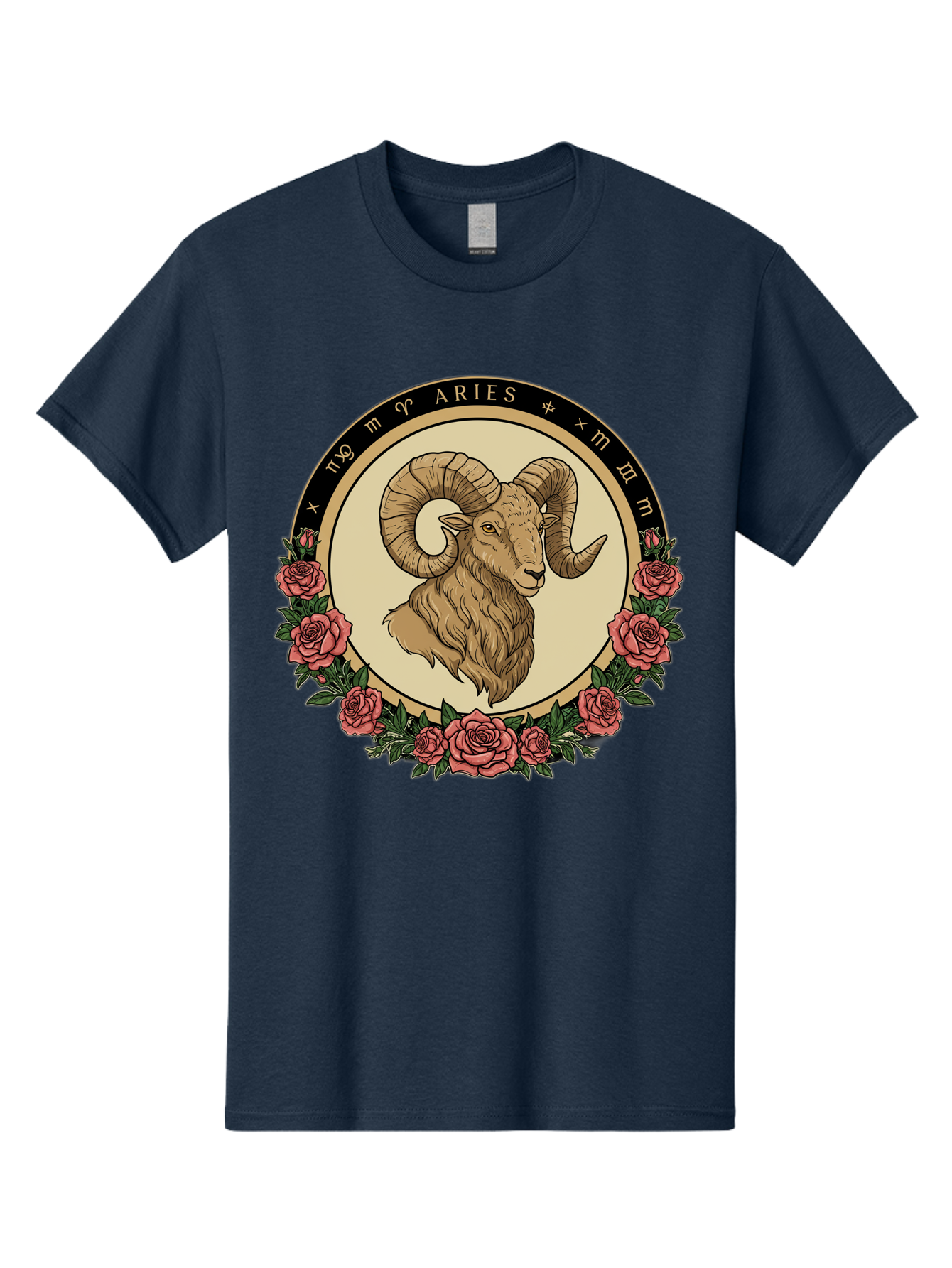 Aries Men'S Graphic Tee, 100% Cotton, Comfortable Casual Summer Wear, Machine Washable, Ram Illustration, Aries Zodiac Sign, Astrology Symbol, Roses, Floral Design, Horoscope, Mystical, Esoteric Art, Zodiac Wheel, Astrological Sign Bae121 15