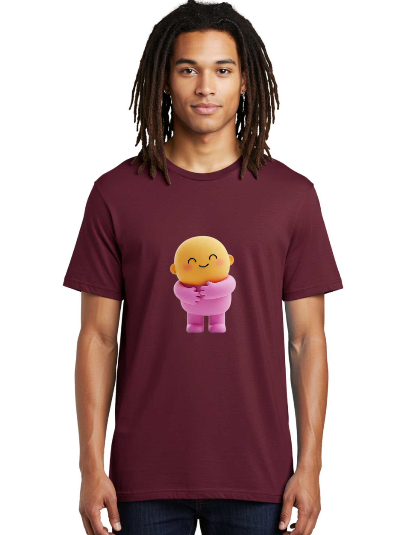 Baby-Figurine Men'S Graphic Tee, 100% Cotton, Comfortable Casual Summer Wear, Machine Washable, Cute Cartoon Character, Smiling Face, Pink Outfit, Hugging Self, Adorable Illustration, Kawaii Art, Lovable Persona, Childlike Charm Bae123 17