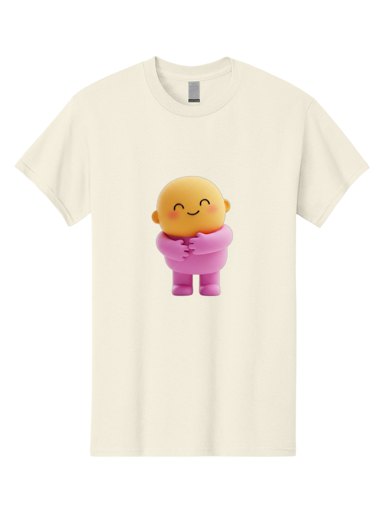 Baby-Figurine Men'S Graphic Tee, 100% Cotton, Comfortable Casual Summer Wear, Machine Washable, Cute Cartoon Character, Smiling Face, Pink Outfit, Hugging Self, Adorable Illustration, Kawaii Art, Lovable Persona, Childlike Charm Bae123 7