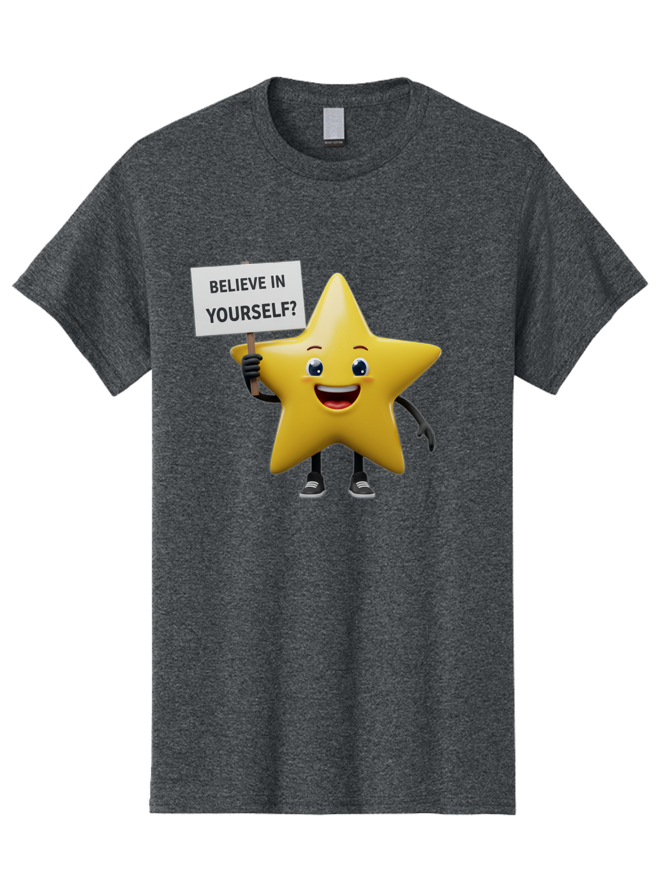 Believe-In-Yourself-1 Men'S Graphic Tee, 100% Cotton, Comfortable Casual Summer Wear, Machine Washable, Motivational Star, Believe In Yourself, Inspirational Quote, Positive Message, Cartoon Character, Happy Emotions, Confidence Booster, Bae126 13