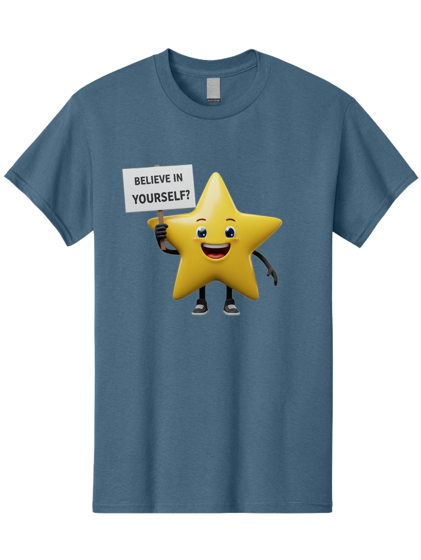 Believe-In-Yourself-1 Men'S Graphic Tee, 100% Cotton, Comfortable Casual Summer Wear, Machine Washable, Motivational Star, Believe In Yourself, Inspirational Quote, Positive Message, Cartoon Character, Happy Emotions, Confidence Booster, Bae126 5