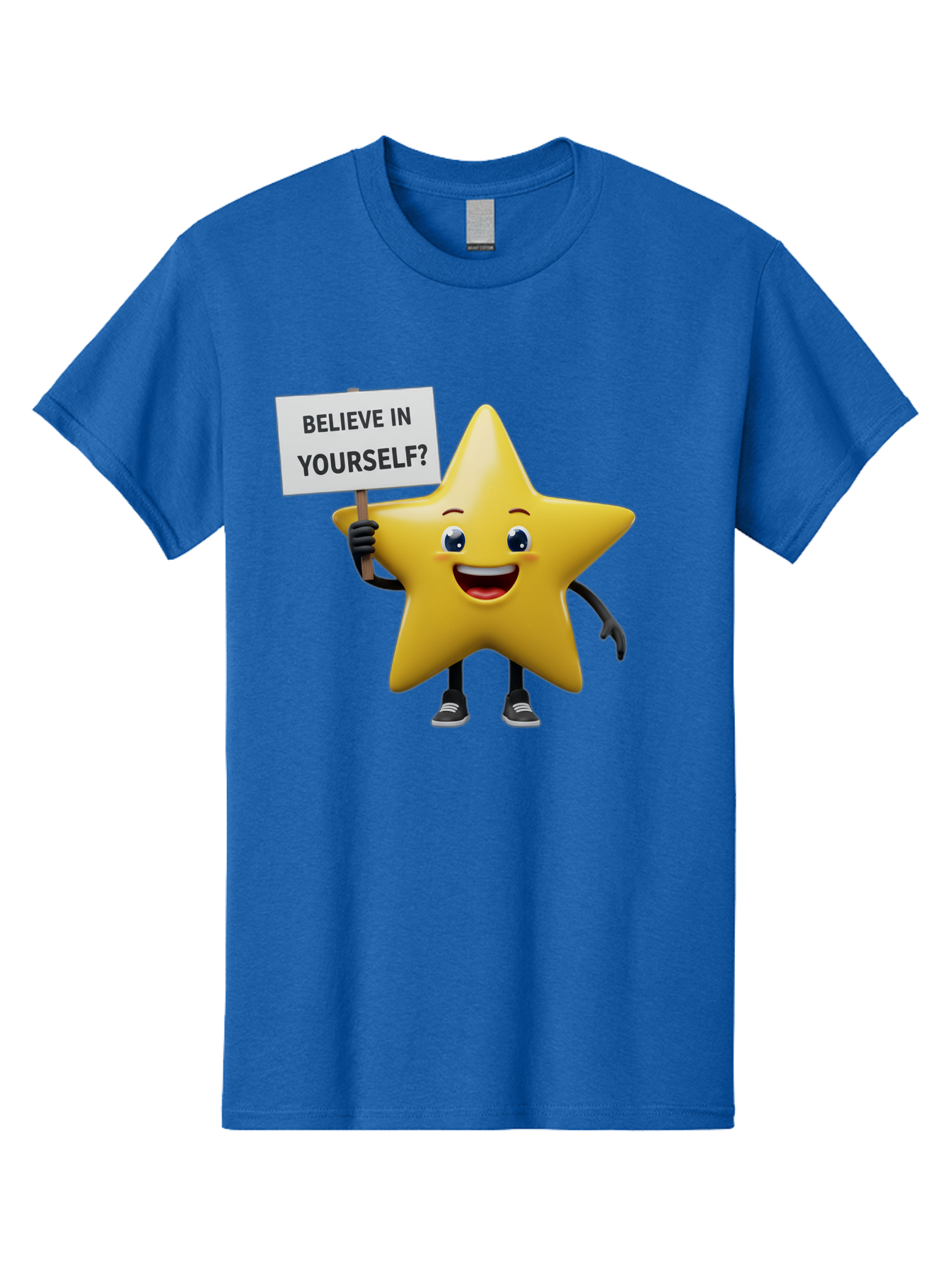 Believe-In-Yourself-1 Men'S Graphic Tee, 100% Cotton, Comfortable Casual Summer Wear, Machine Washable, Motivational Star, Believe In Yourself, Inspirational Quote, Positive Message, Cartoon Character, Happy Emotions, Confidence Booster, Bae126 9