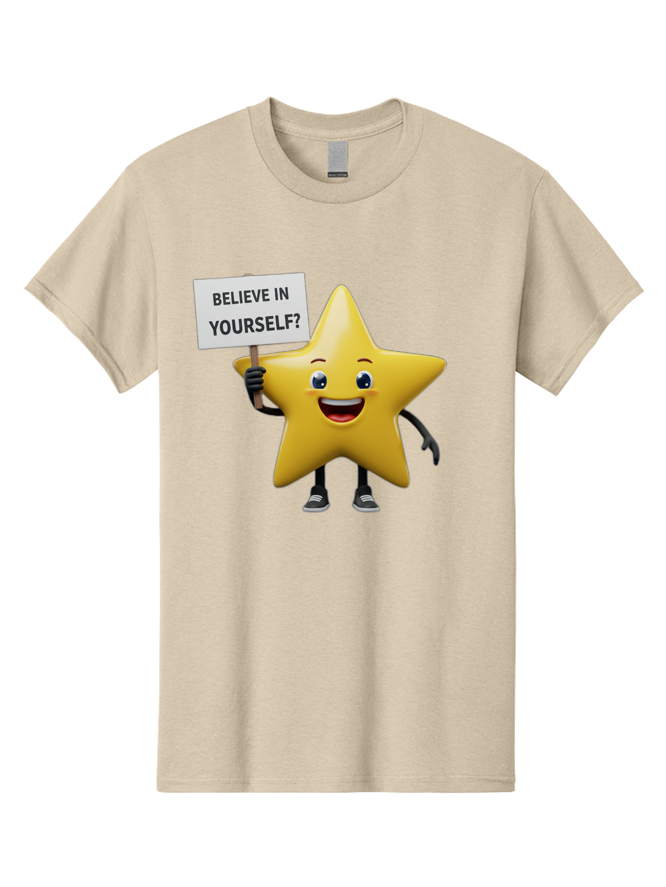Believe-In-Yourself-1 Men'S Graphic Tee, 100% Cotton, Comfortable Casual Summer Wear, Machine Washable, Motivational Star, Believe In Yourself, Inspirational Quote, Positive Message, Cartoon Character, Happy Emotions, Confidence Booster, Bae126 7