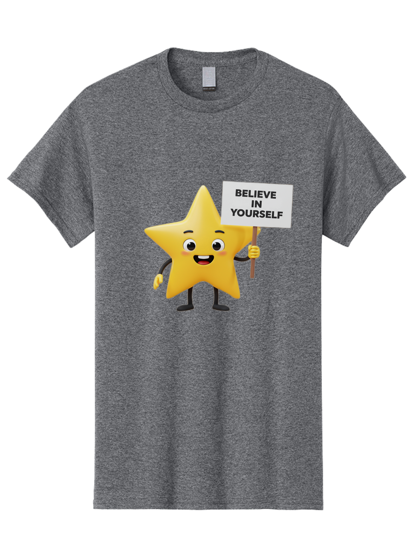 Believe-In-Yourself-3 Men'S Graphic Tee, 100% Cotton, Comfortable Casual Summer Wear, Machine Washable, Motivational Star Character, Believe In Yourself Sign, Positivity, Encouragement, Confidence Booster, Inspirational Quote, Bae129 13