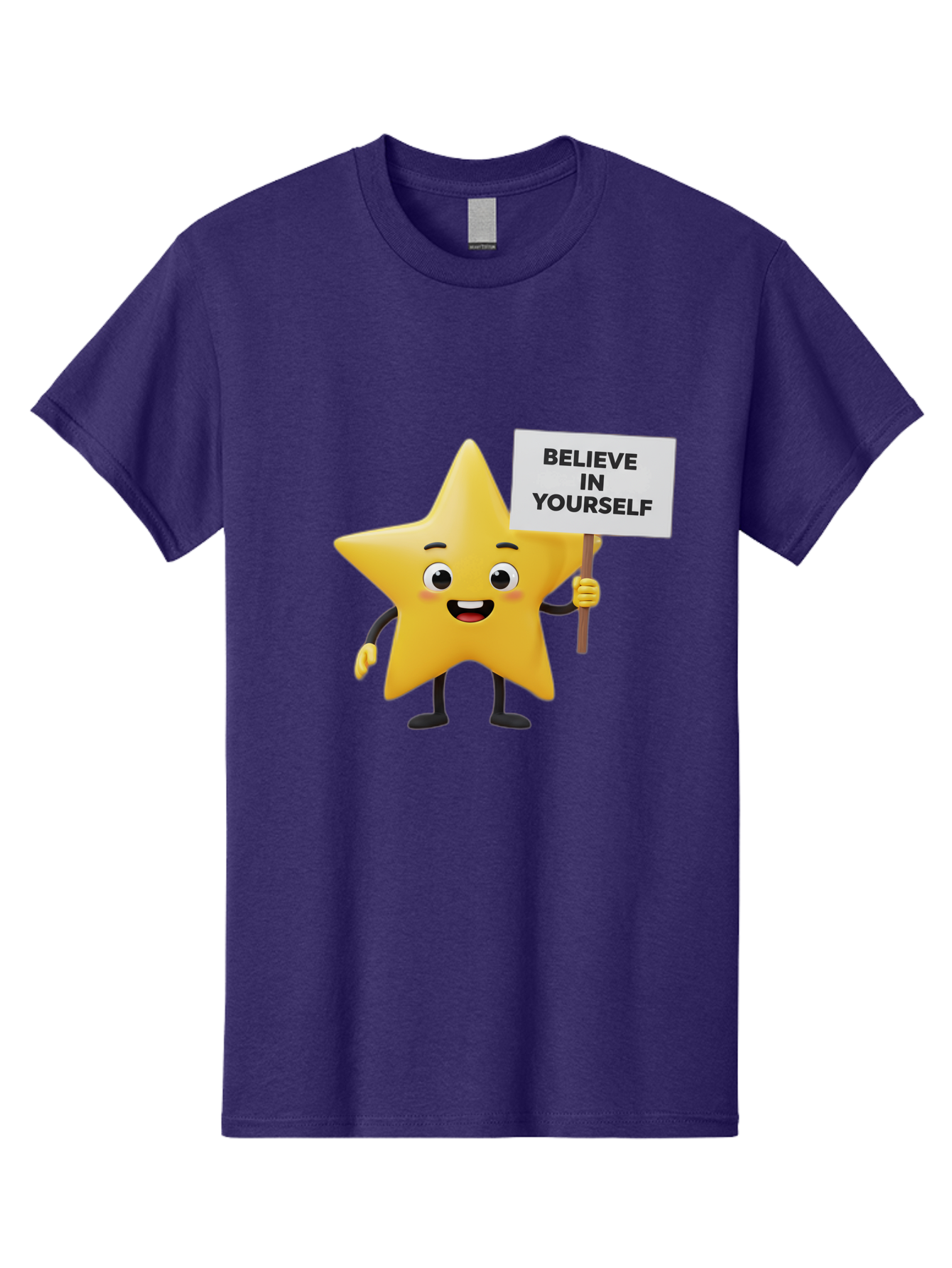 Believe-In-Yourself-3 Men'S Graphic Tee, 100% Cotton, Comfortable Casual Summer Wear, Machine Washable, Motivational Star Character, Believe In Yourself Sign, Positivity, Encouragement, Confidence Booster, Inspirational Quote, Bae129 6