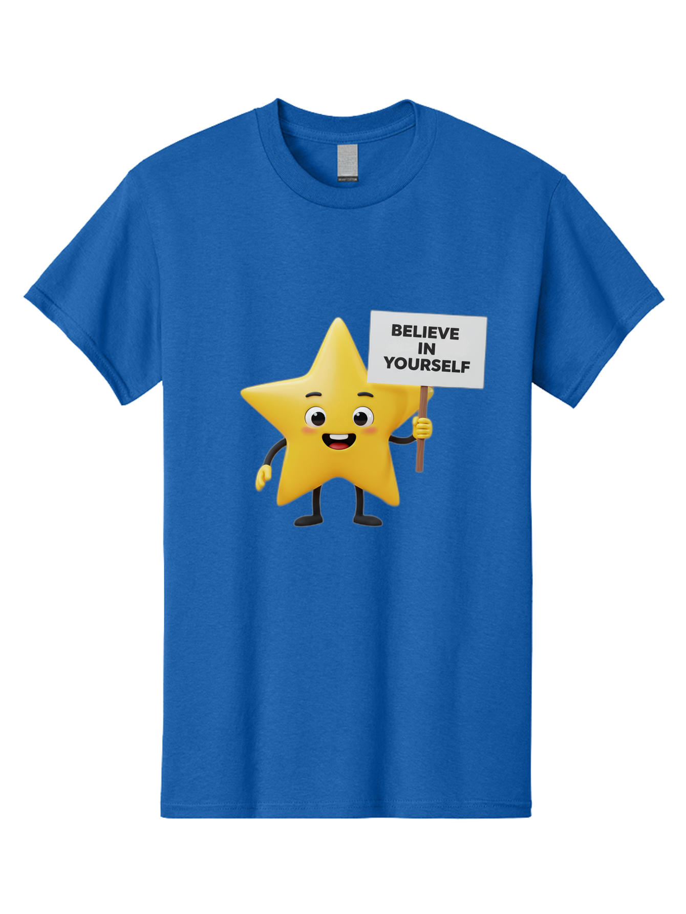 Believe-In-Yourself-3 Men'S Graphic Tee, 100% Cotton, Comfortable Casual Summer Wear, Machine Washable, Motivational Star Character, Believe In Yourself Sign, Positivity, Encouragement, Confidence Booster, Inspirational Quote, Bae129 5