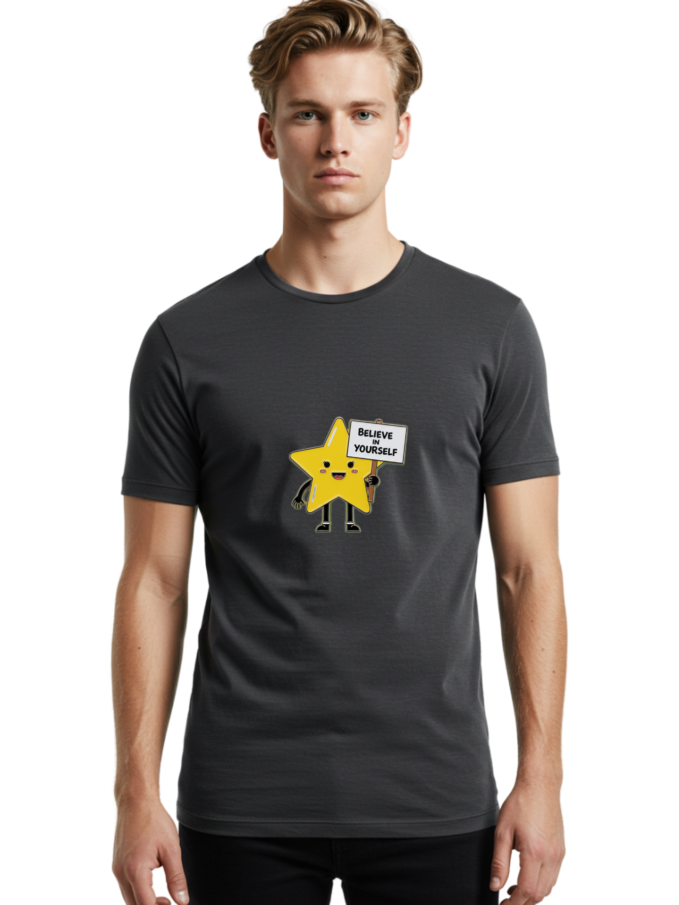 Believe-In-Yourself-5 Men'S Graphic Tee, 100% Cotton, Comfortable Casual Summer Wear, Machine Washable, Motivational Star, Believe In Yourself, Positivity, Inspiration, Confidence, Empowerment, Self-Love, Encouragement, Motivational Quotes, Bae131 28