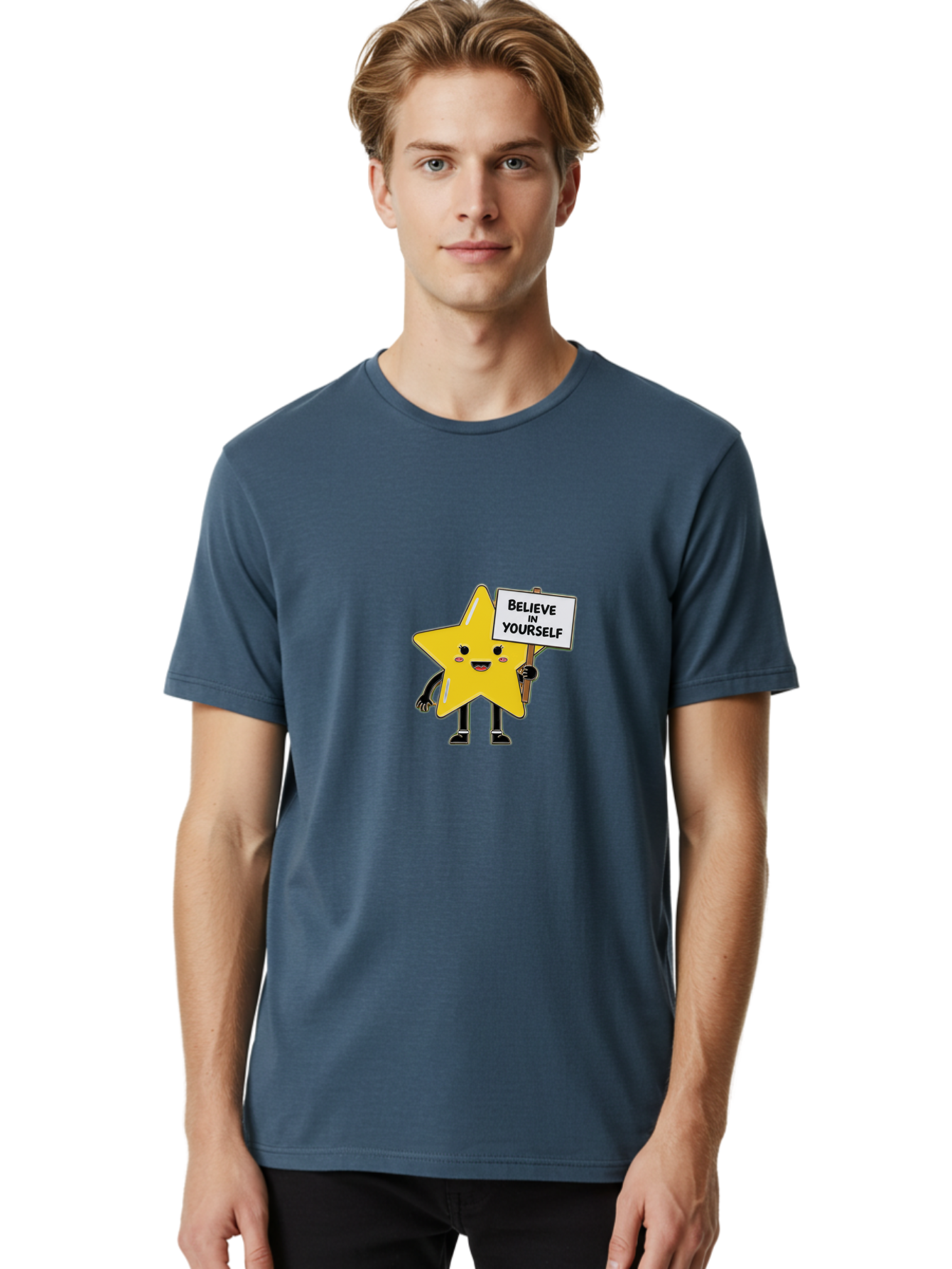 Believe-In-Yourself-5 Men'S Graphic Tee, 100% Cotton, Comfortable Casual Summer Wear, Machine Washable, Motivational Star, Believe In Yourself, Positivity, Inspiration, Confidence, Empowerment, Self-Love, Encouragement, Motivational Quotes, Bae131 20