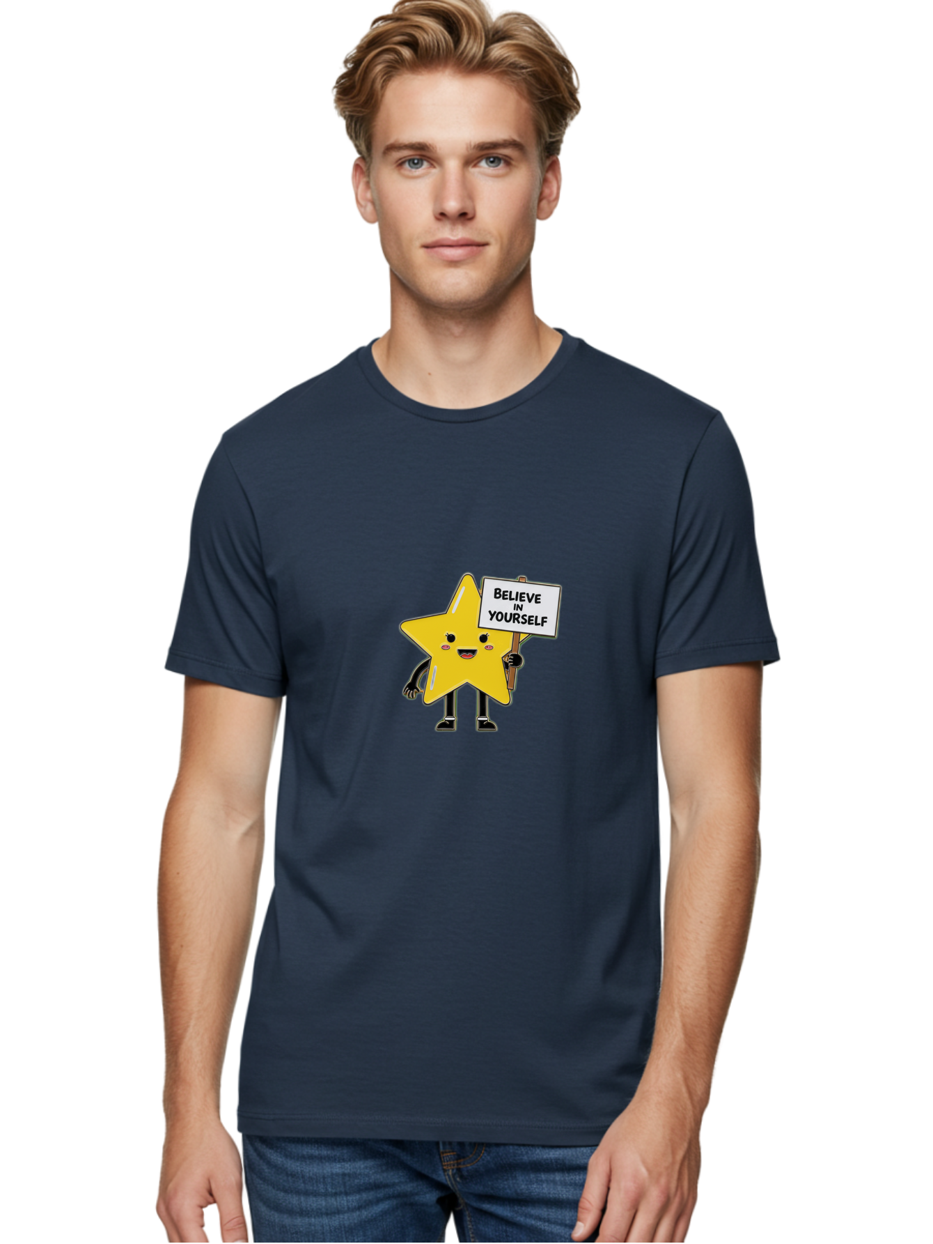 Believe-In-Yourself-5 Men'S Graphic Tee, 100% Cotton, Comfortable Casual Summer Wear, Machine Washable, Motivational Star, Believe In Yourself, Positivity, Inspiration, Confidence, Empowerment, Self-Love, Encouragement, Motivational Quotes, Bae131 27