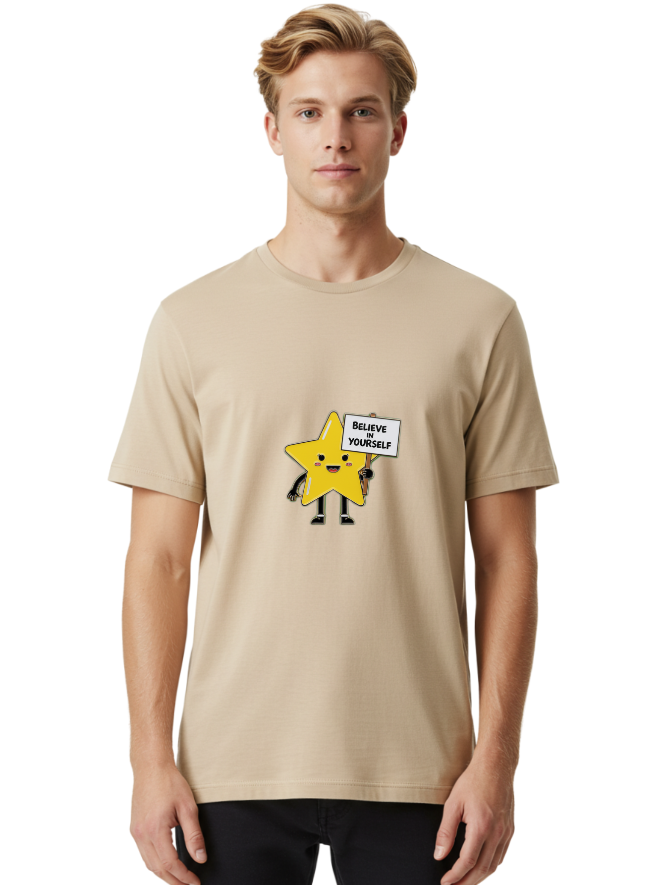 Believe-In-Yourself-5 Men'S Graphic Tee, 100% Cotton, Comfortable Casual Summer Wear, Machine Washable, Motivational Star, Believe In Yourself, Positivity, Inspiration, Confidence, Empowerment, Self-Love, Encouragement, Motivational Quotes, Bae131 16