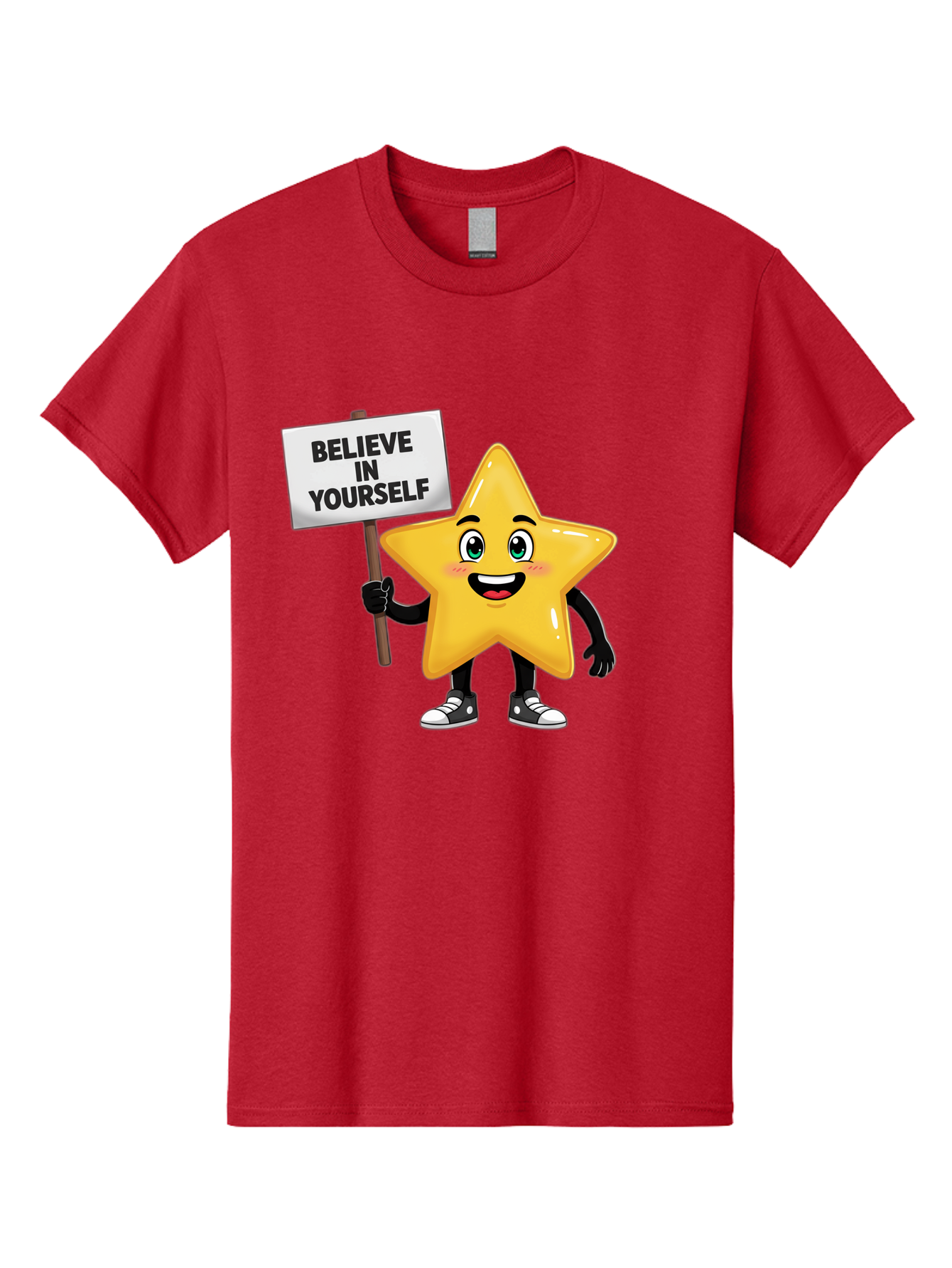 Believe-In-Yourself-7 Men'S Graphic Tee, 100% Cotton, Comfortable Casual Summer Wear, Machine Washable, Motivational Star, Positive Affirmation, Believe In Yourself, Inspirational Quote, Cartoon Character, Yellow Star, Motivational Message, Bae133 11