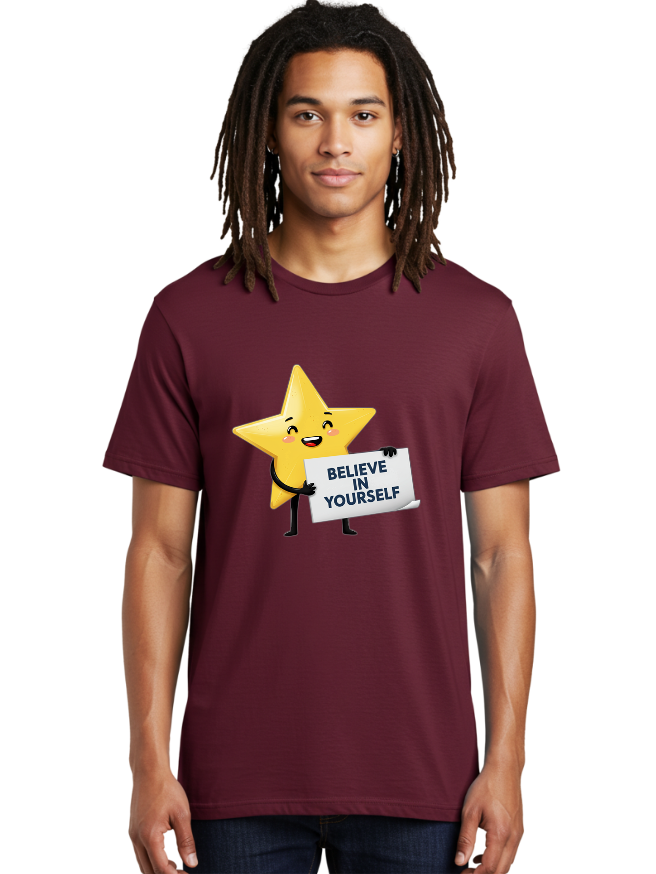 Believe-In-Yourself-9 Men'S Graphic Tee, 100% Cotton, Comfortable Casual Summer Wear, Machine Washable, Cartoon Star, Believe In Yourself, Motivational Quote, Inspirational Message, Positive Affirmation, Self-Confidence, Empowerment, Bae135 18