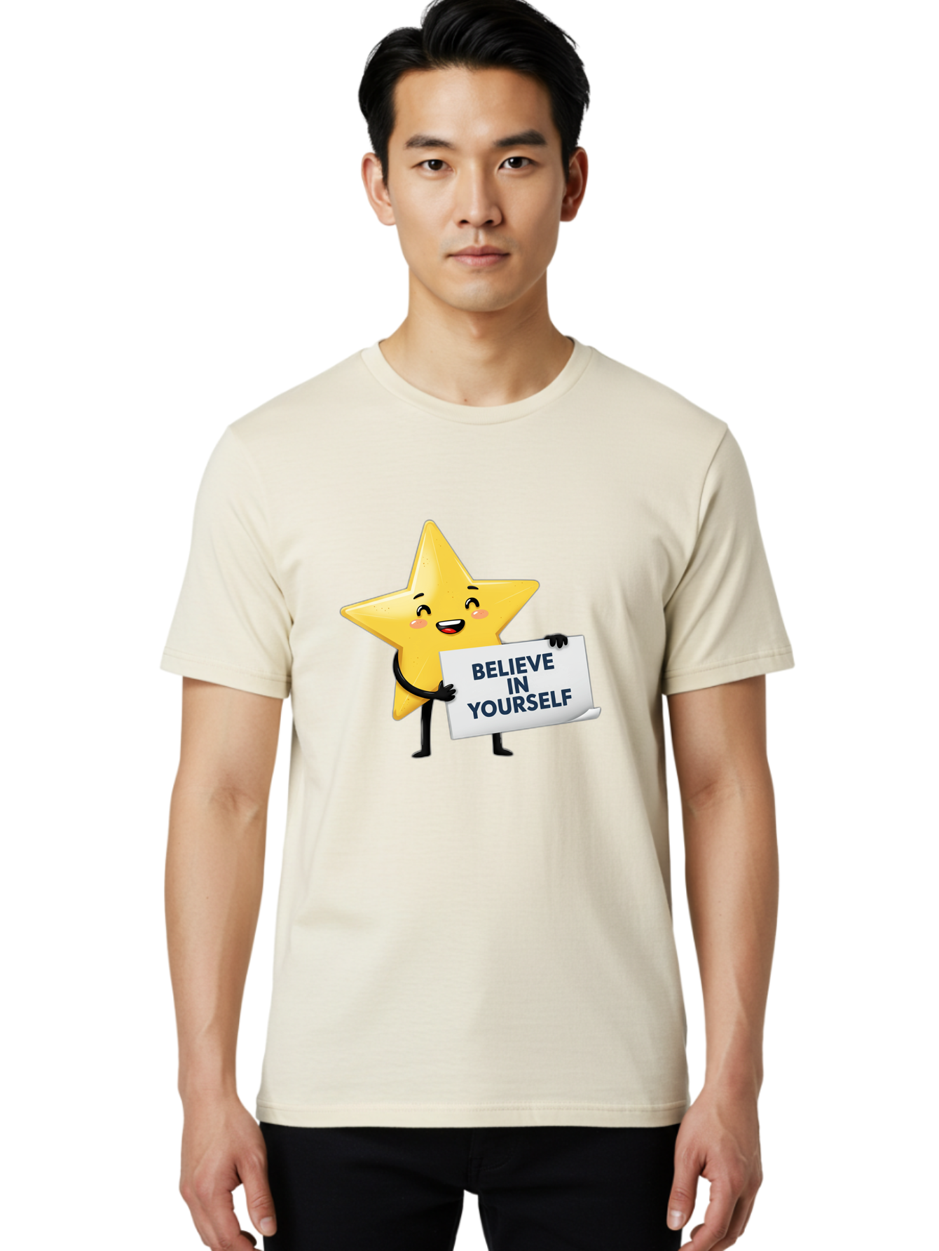 Believe-In-Yourself-9 Men'S Graphic Tee, 100% Cotton, Comfortable Casual Summer Wear, Machine Washable, Cartoon Star, Believe In Yourself, Motivational Quote, Inspirational Message, Positive Affirmation, Self-Confidence, Empowerment, Bae135 26