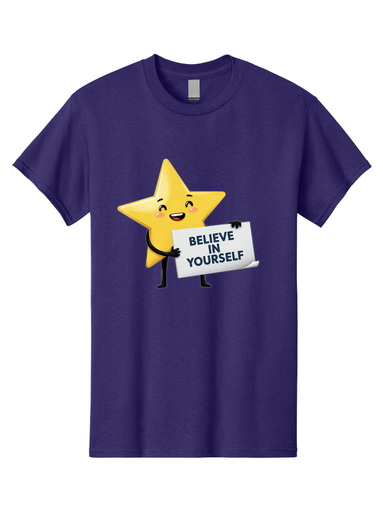 Believe-In-Yourself-9 Men'S Graphic Tee, 100% Cotton, Comfortable Casual Summer Wear, Machine Washable, Cartoon Star, Believe In Yourself, Motivational Quote, Inspirational Message, Positive Affirmation, Self-Confidence, Empowerment, Bae135 4