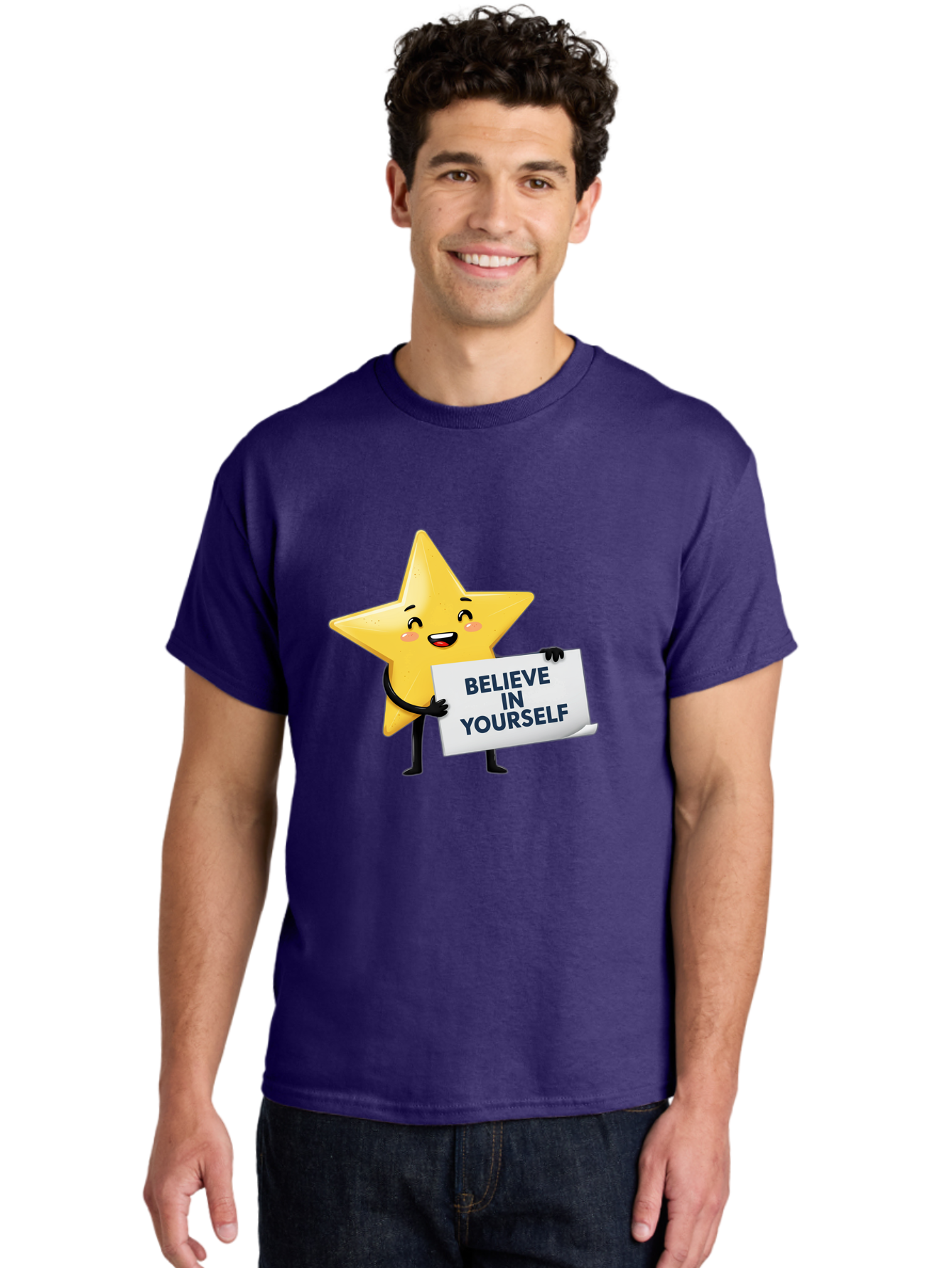Believe-In-Yourself-9 Men'S Graphic Tee, 100% Cotton, Comfortable Casual Summer Wear, Machine Washable, Cartoon Star, Believe In Yourself, Motivational Quote, Inspirational Message, Positive Affirmation, Self-Confidence, Empowerment, Bae135 19