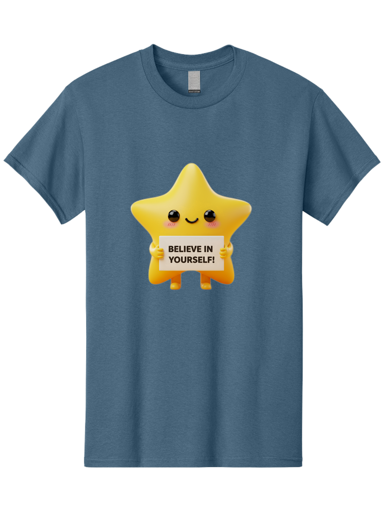 Believe-In-Yourself Men'S Graphic Tee, 100% Cotton, Comfortable Casual Summer Wear, Machine Washable, Cute Star Character, Positive Message, Motivational Quote, Believe In Yourself, Inspirational Graphic, Self-Confidence, Encouragement Bae136 10