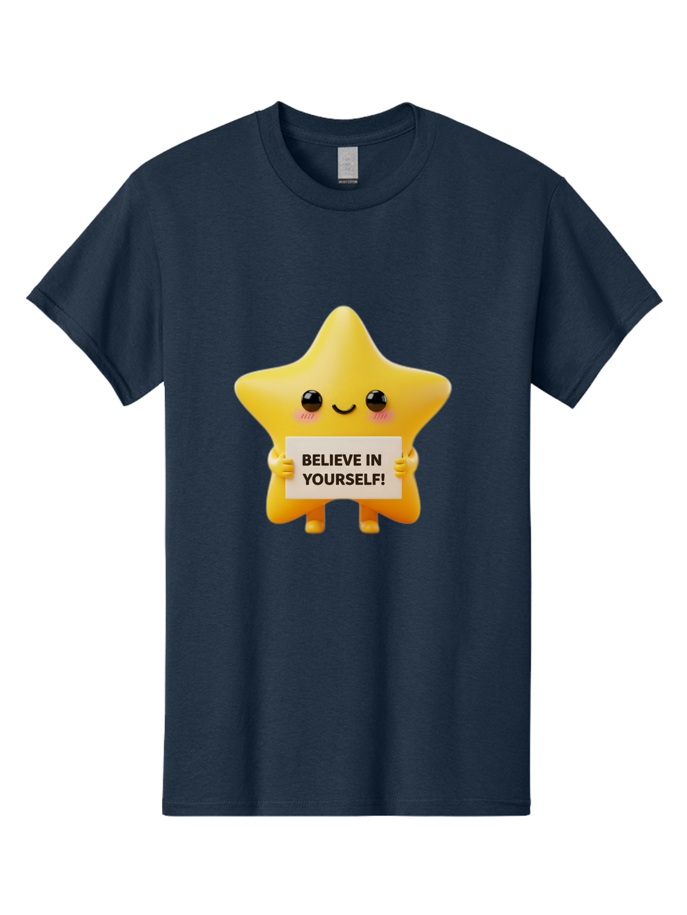 Believe-In-Yourself Men'S Graphic Tee, 100% Cotton, Comfortable Casual Summer Wear, Machine Washable, Cute Star Character, Positive Message, Motivational Quote, Believe In Yourself, Inspirational Graphic, Self-Confidence, Encouragement Bae136 14