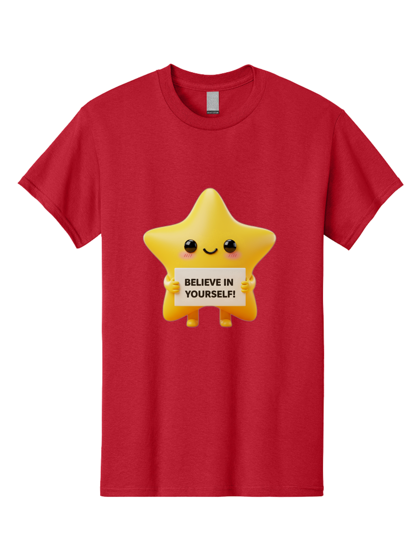 Believe-In-Yourself Men'S Graphic Tee, 100% Cotton, Comfortable Casual Summer Wear, Machine Washable, Cute Star Character, Positive Message, Motivational Quote, Believe In Yourself, Inspirational Graphic, Self-Confidence, Encouragement Bae136 6